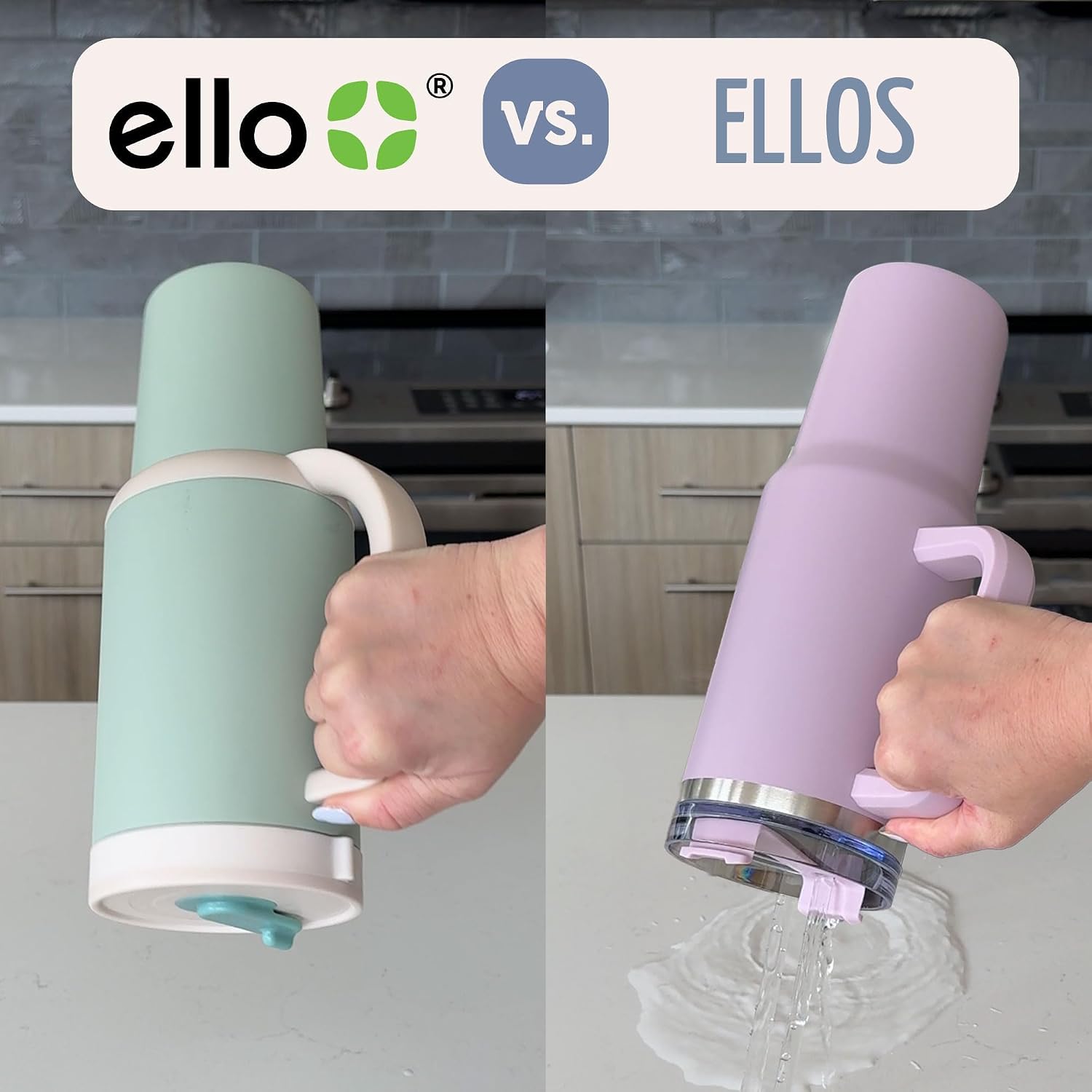 Ello Oasis - Vaso de 30 onzas con asa y pajita retráctil | Taza reutilizable de acero inoxidable aislada 100% a prueba de fugas, regalos para adolescentes, mujeres y hombres | Mantiene el frío durante