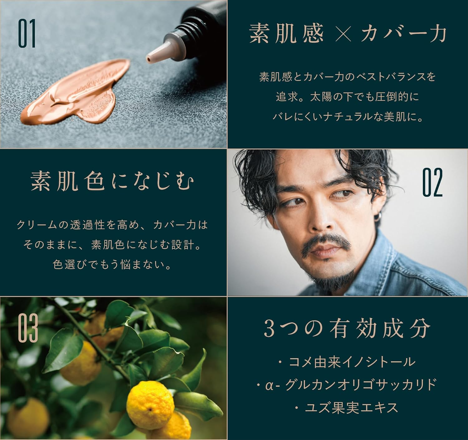 Wolg Men's Sunscreen BB Cream, For Beginners, Blue Beard, For Hiding Pores, Oily Skin, Dry Skin, Sensitive Skin, Barrel, Natural Finish, For Cleansing, For 20s and 30s