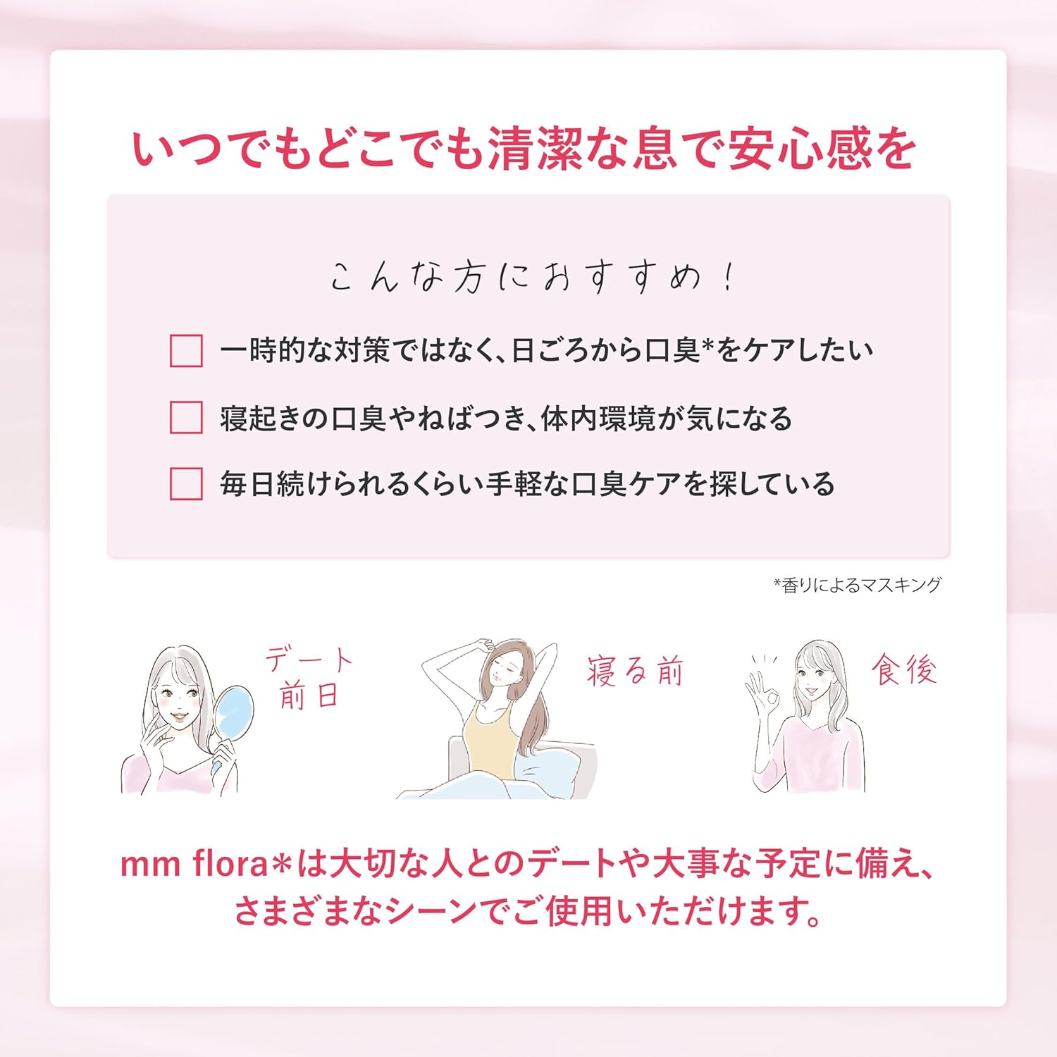 《Trending on TVCM!》【Official】mm flora＊ (MiiS Flora) Oral Care Tablets, Mint Flavor, Lactic Acid Bacteria, Lactobacillus Reuteri, Aura Barrier, Oral Flora, Bad Breath Care