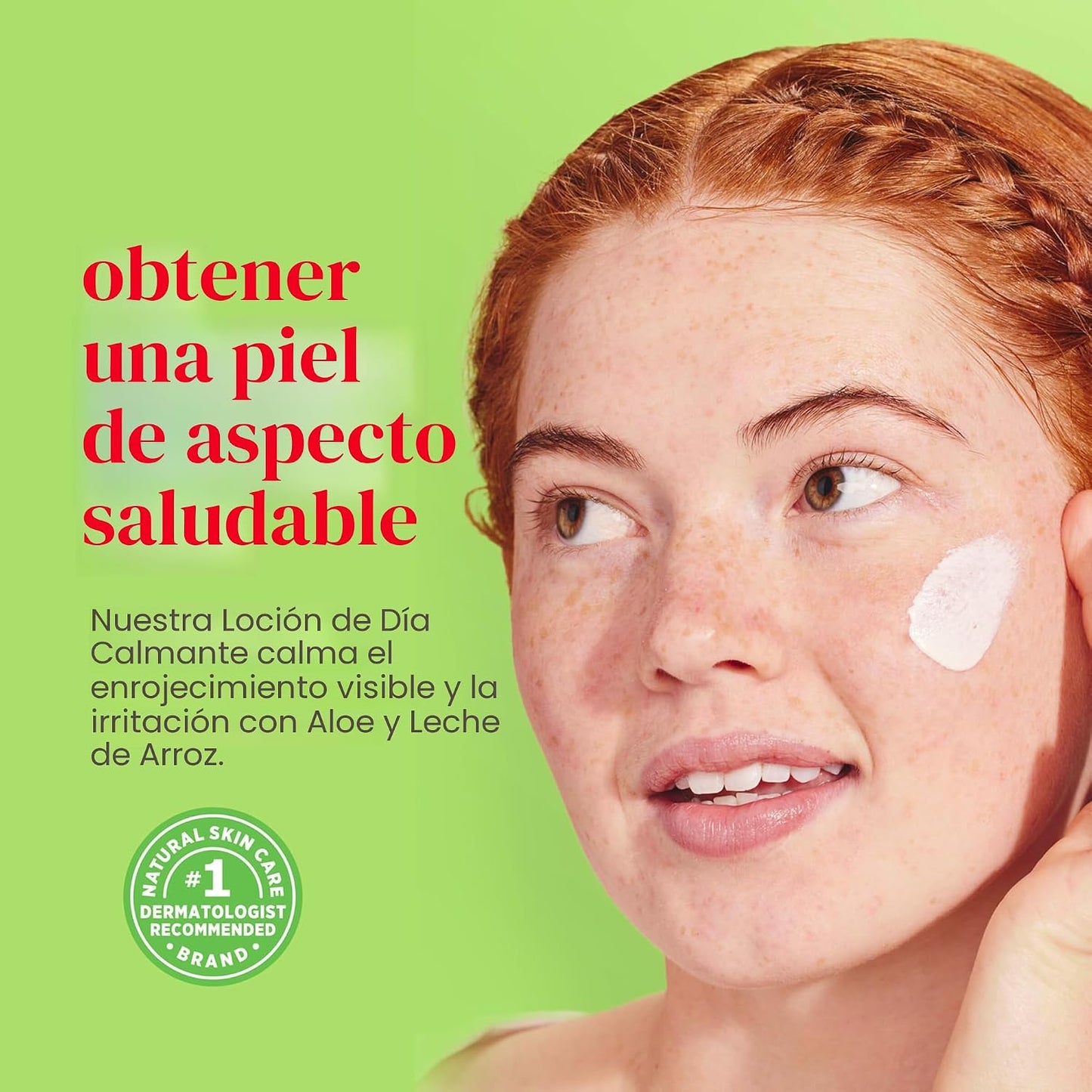 Burt's Bees - Loción facial calmante de día con aloe y leche de arroz, loción facial calmante para piel sensible, 98.9 por ciento de origen natural para el cuidado de la piel, botella de 1.8 oz. 52.6
