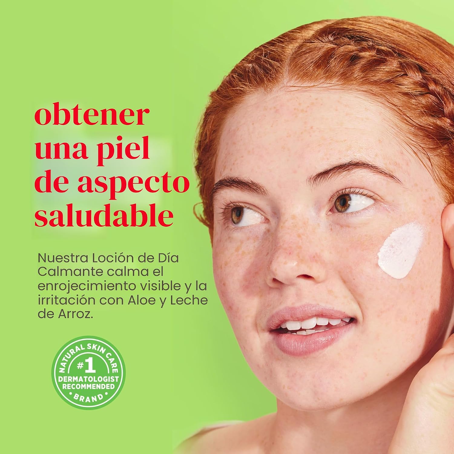 Burt's Bees - Loción facial calmante de día con aloe y leche de arroz, loción facial calmante para piel sensible, 98.9 por ciento de origen natural para el cuidado de la piel, botella de 1.8 oz. 52.6