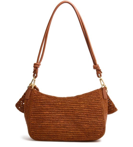 LOEWE Ola Hobo medium bag in raffia and calfskin - Image 4