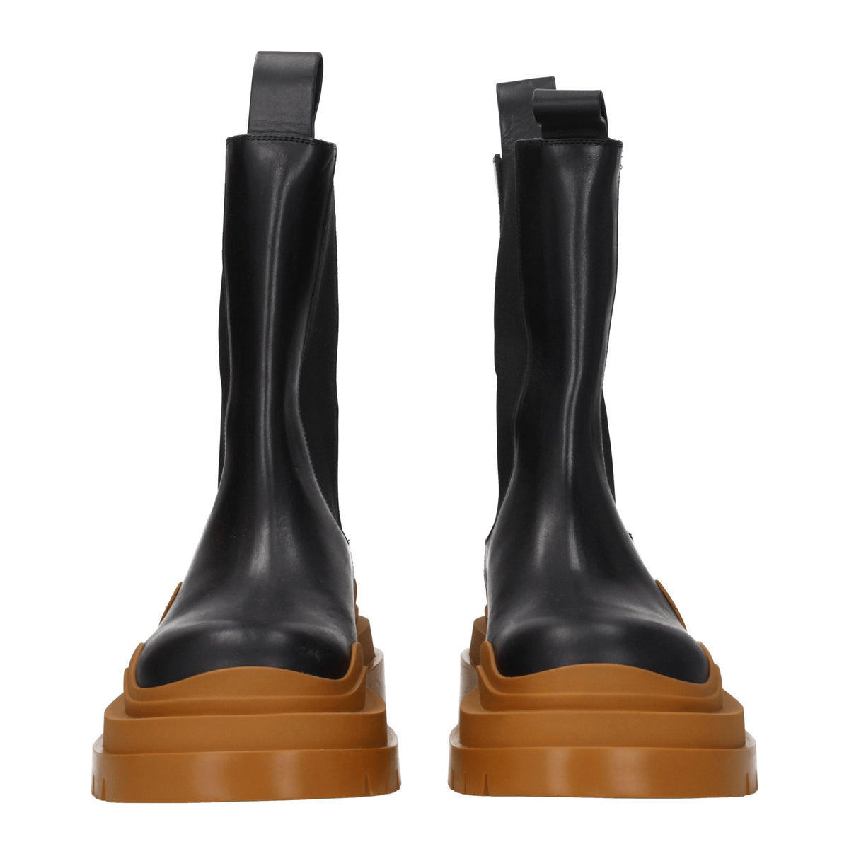 Bottega ボッテガベネタの男性 'S 革のブーツブラック/コニャック - Image 4