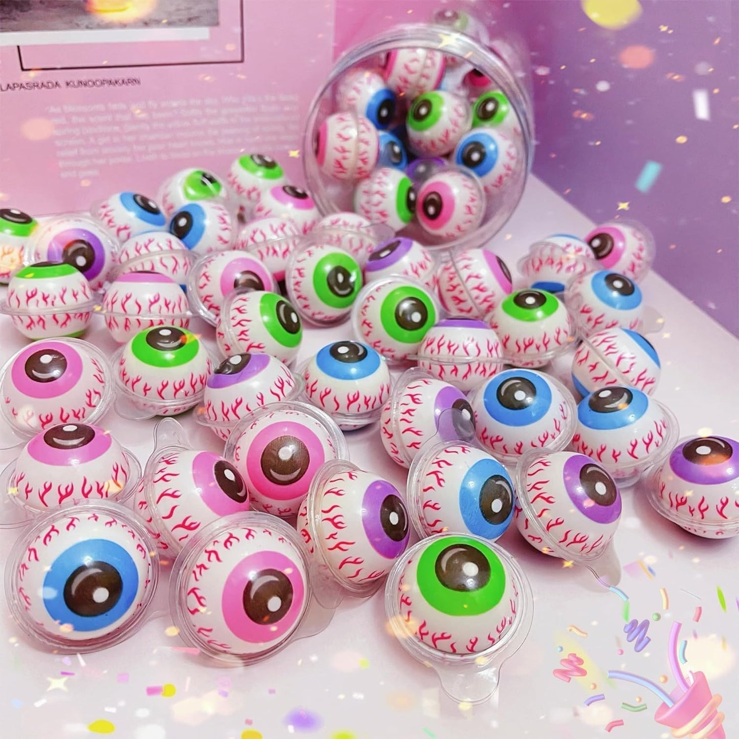 Seikaoen Eye Gummies, Earth Gummies, Assorted, Gummy Assortment, Snacks, Children, Individual Packaging, Gummies, Earth Gummies, Candy (30 Eyeball Gummies)