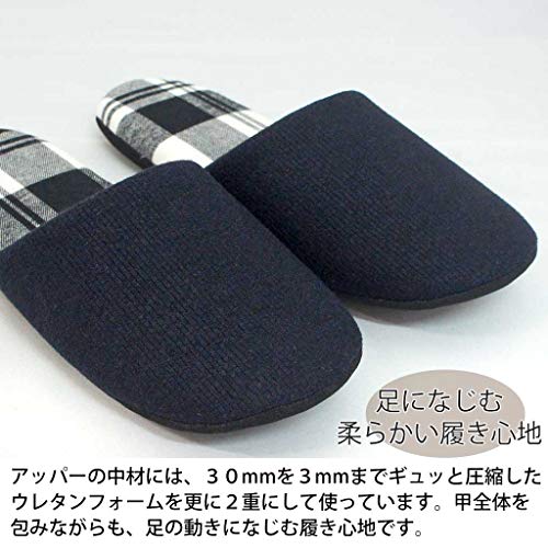 Hakihaki Koubou Slippers by Creo Slippers, Warm, Tweedy Corduroy, Boa Soft Back, F, Size Up to Approx. 9.6 inches (24.5 cm), Made in Japan, Silent, Autumn and Winter, Artisan, navy