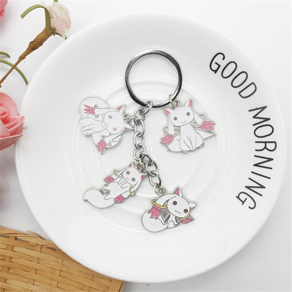 Magical Girl Madoka☆Magica Kyubey Keychain, Cosplay Anime Tool, Lightweight, Small Item, Fashion Accessory, Halloween, Christmas Gift