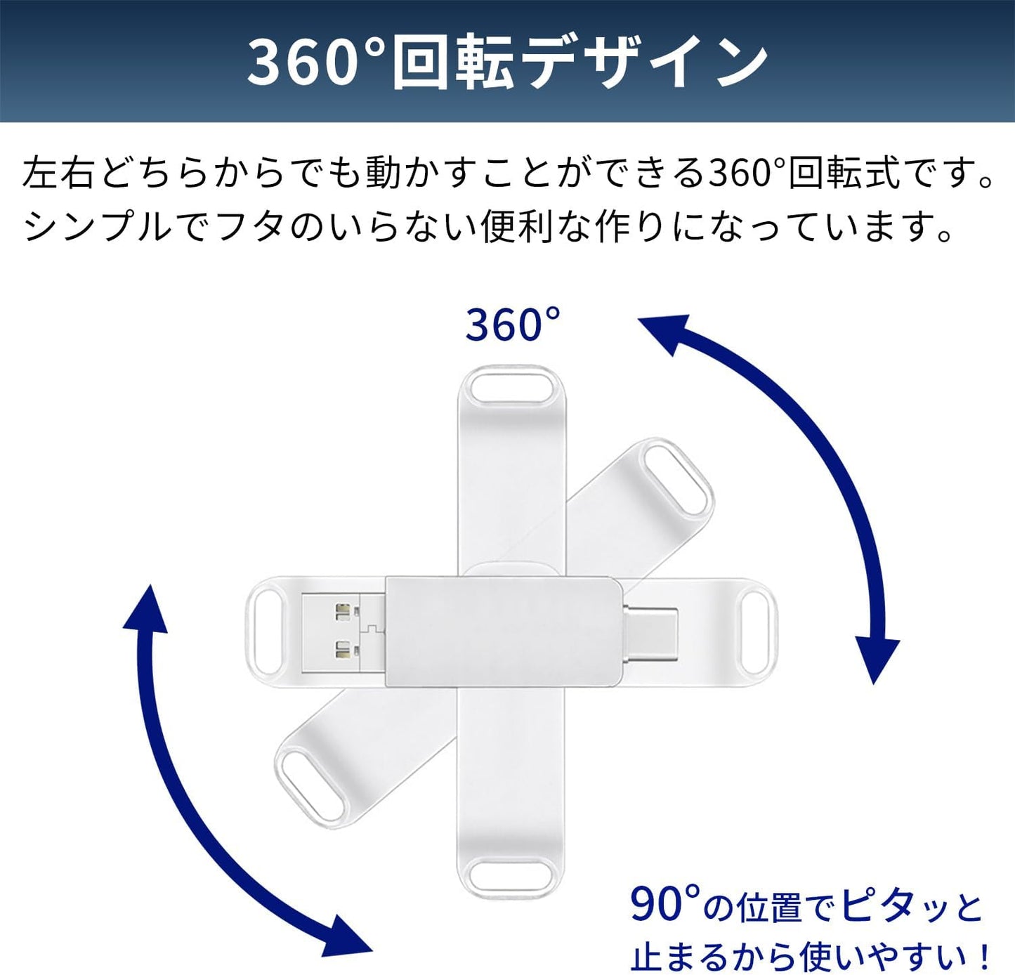 USB Memory, 2 in 1 USB3.0, USB-C 256 GB, 512 GB, 1 TB, Windows, Mac PC, iPhone and iPad, Eliminates Insufficient Capacity, Smartphones, Tablets, External Memory, 360° Rotation, Data Transfer, Backup,