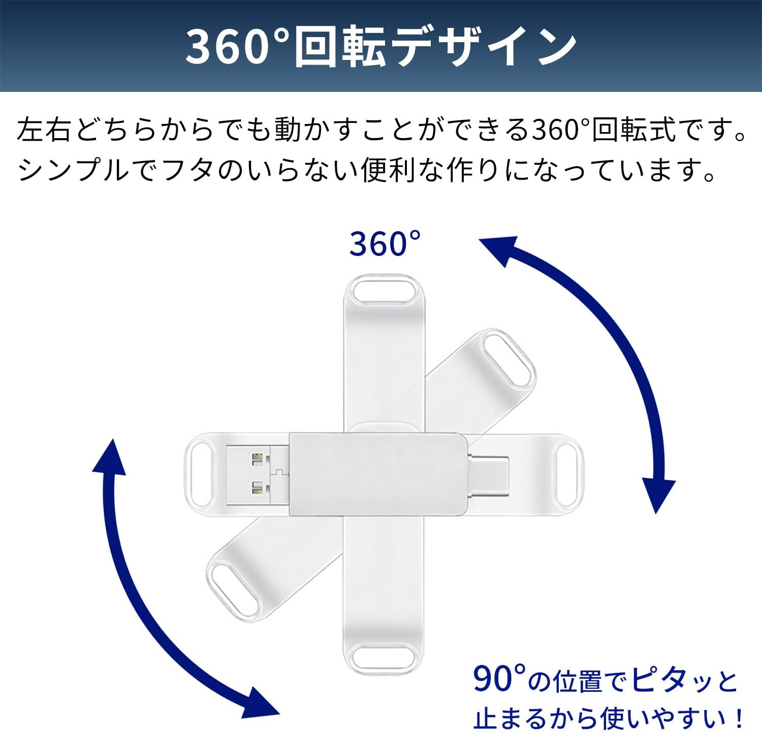 USB Memory, 2 in 1 USB3.0, USB-C 256 GB, 512 GB, 1 TB, Windows, Mac PC, iPhone and iPad, Eliminates Insufficient Capacity, Smartphones, Tablets, External Memory, 360° Rotation, Data Transfer, Backup,