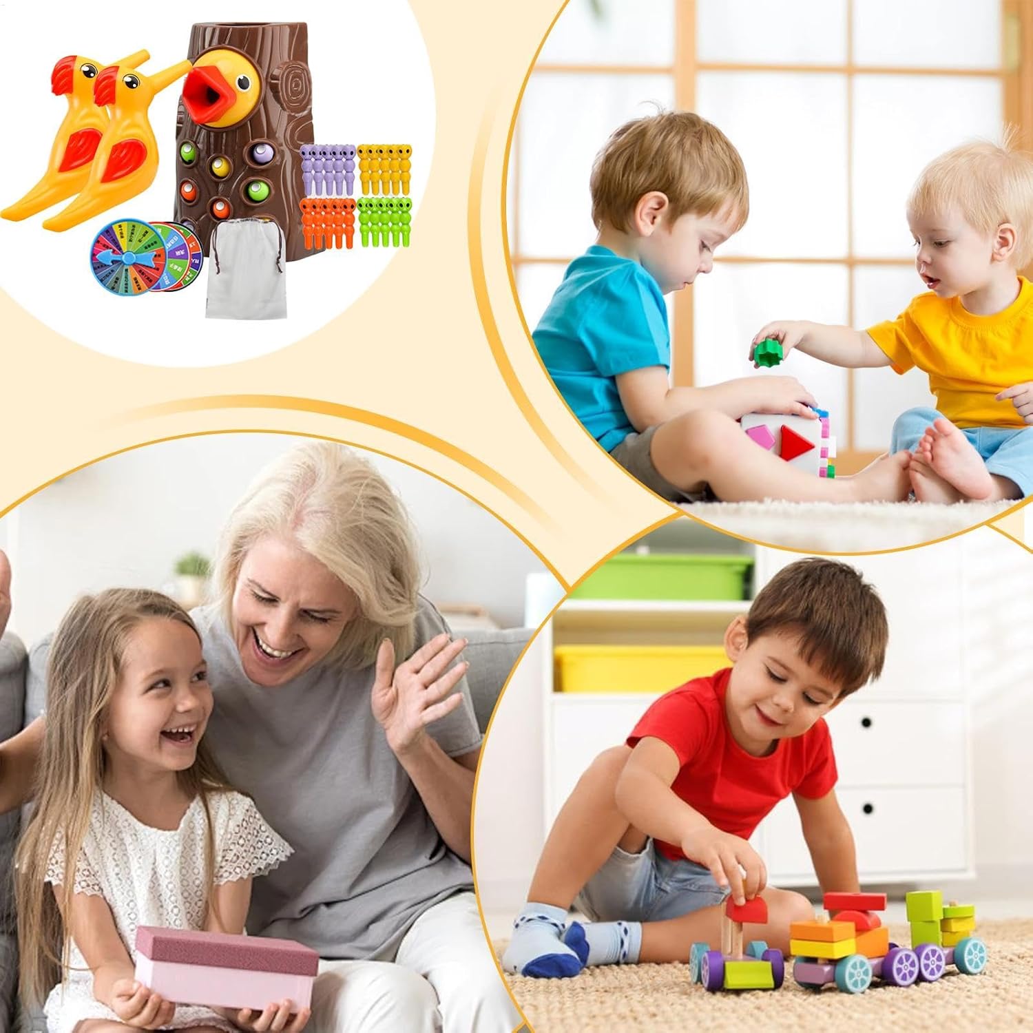 Magnetic Bird Feeder Toy, Bird Feeding Toy | Magnetic Worm Catch Game with Tree Stump, Interactive Early Learning Toy, Fine Motor Skills Educational Toys for Kids and Toddlers