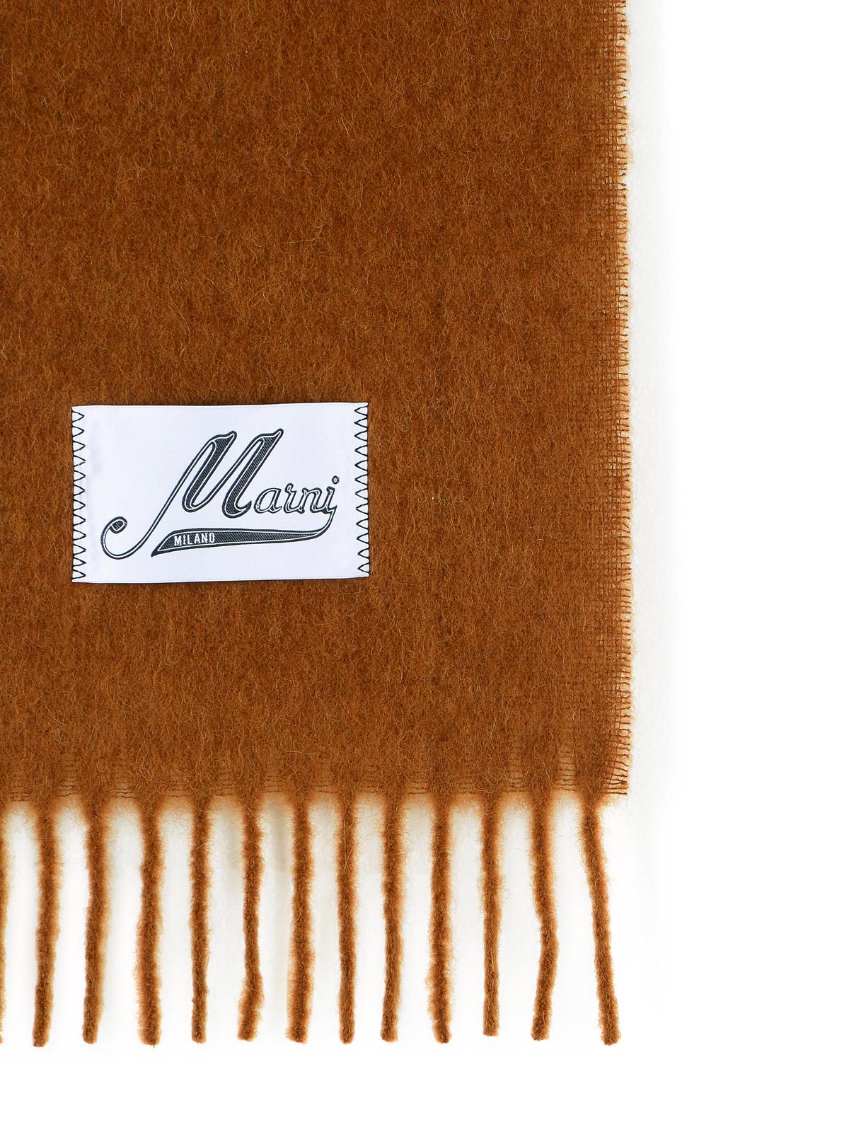 Marni Marni Brown Brushed Alpaca Blend ScarfとFringes - Image 4