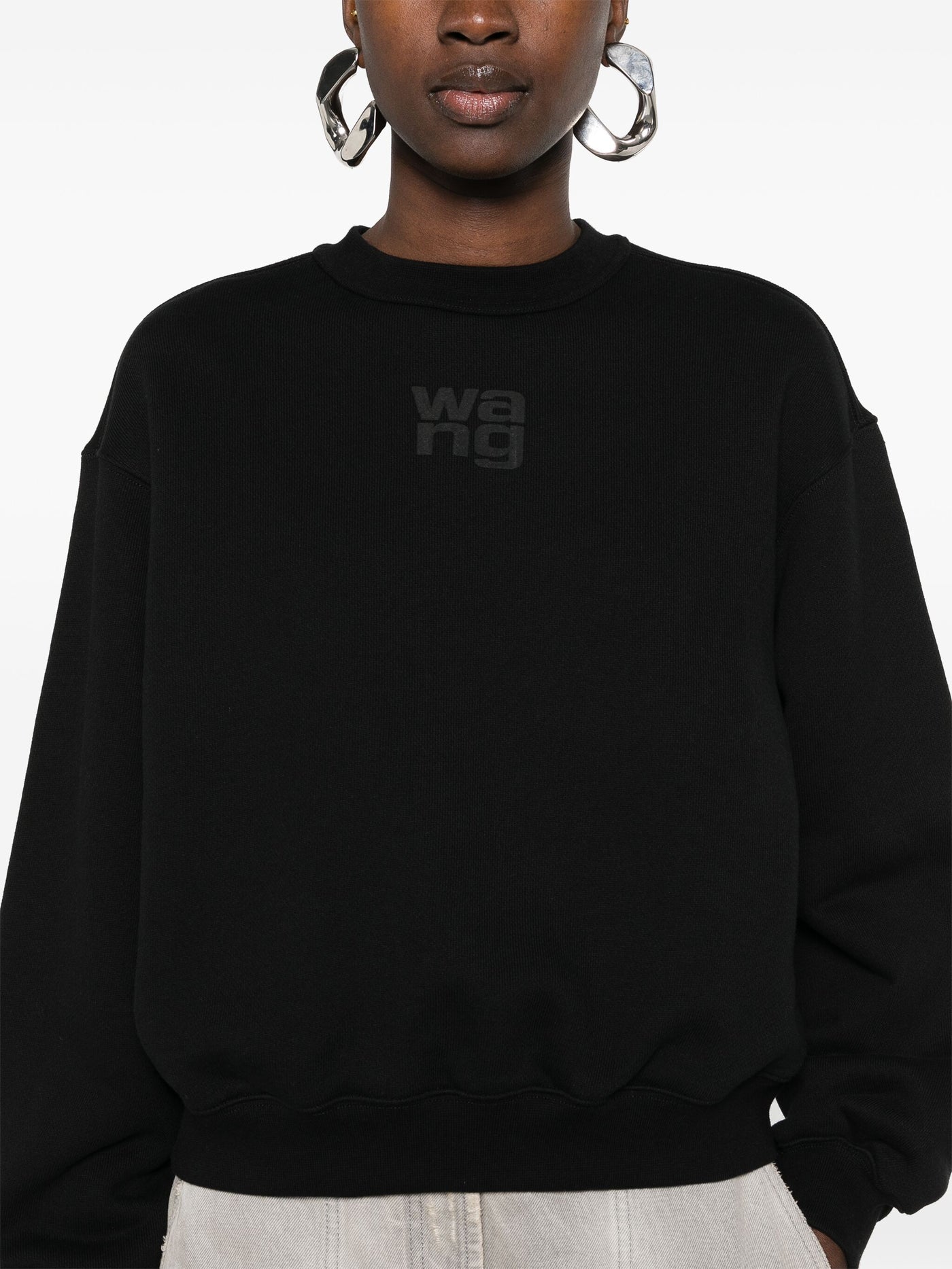 Alexander Wang アレクサンダーワンエッセンシャルテリークルースウェットシャツw/パフペイントロゴ - Image 4