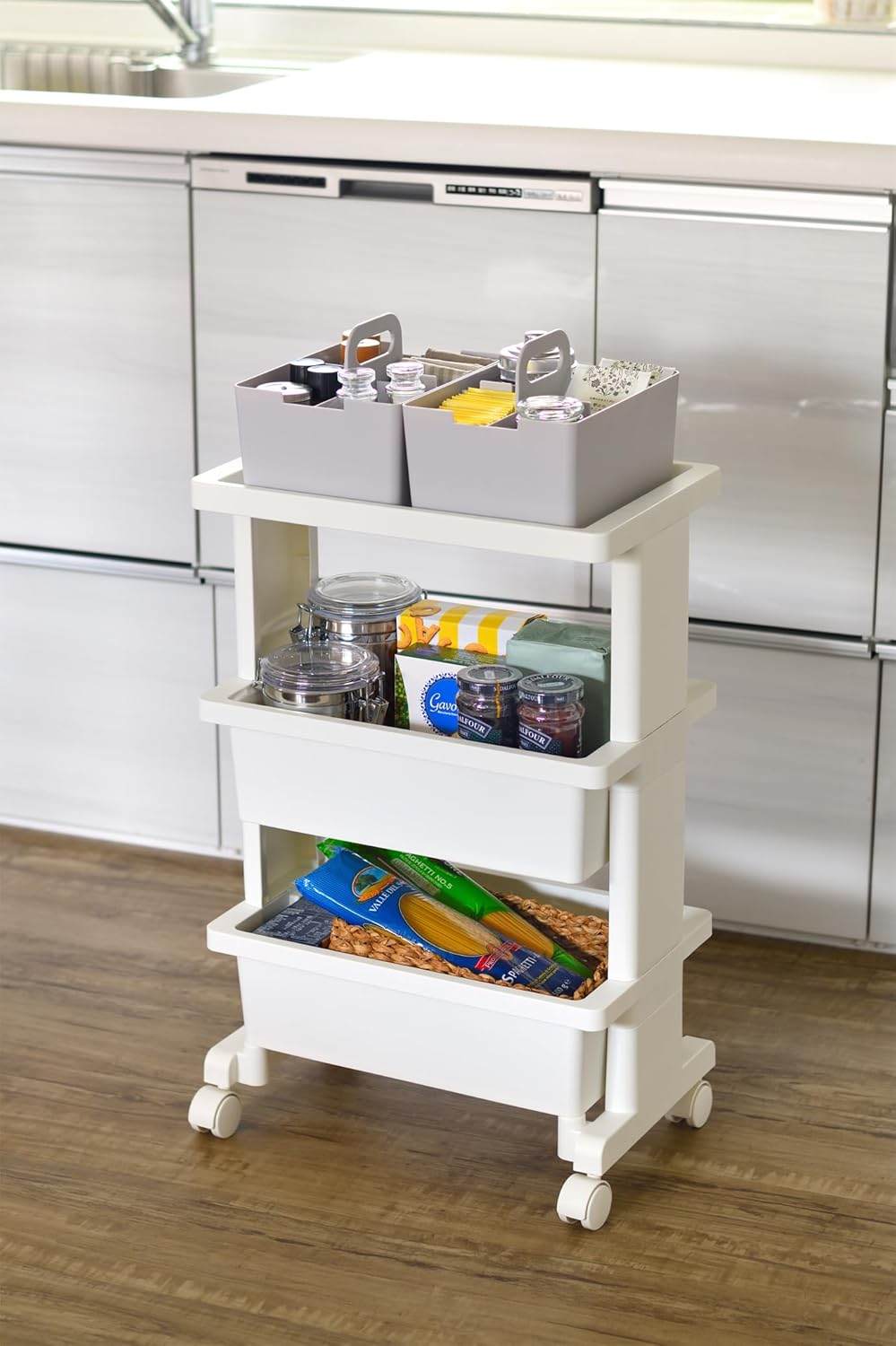 JEJ Astage Storage Box, Desk Tote, Mini Desk Organizer, Light Gray, Stacked, Made in Japan, Width 8.5 x Depth 6.4 x Height 5.7 inches (21.5 x 16.3 x 14.5 cm)