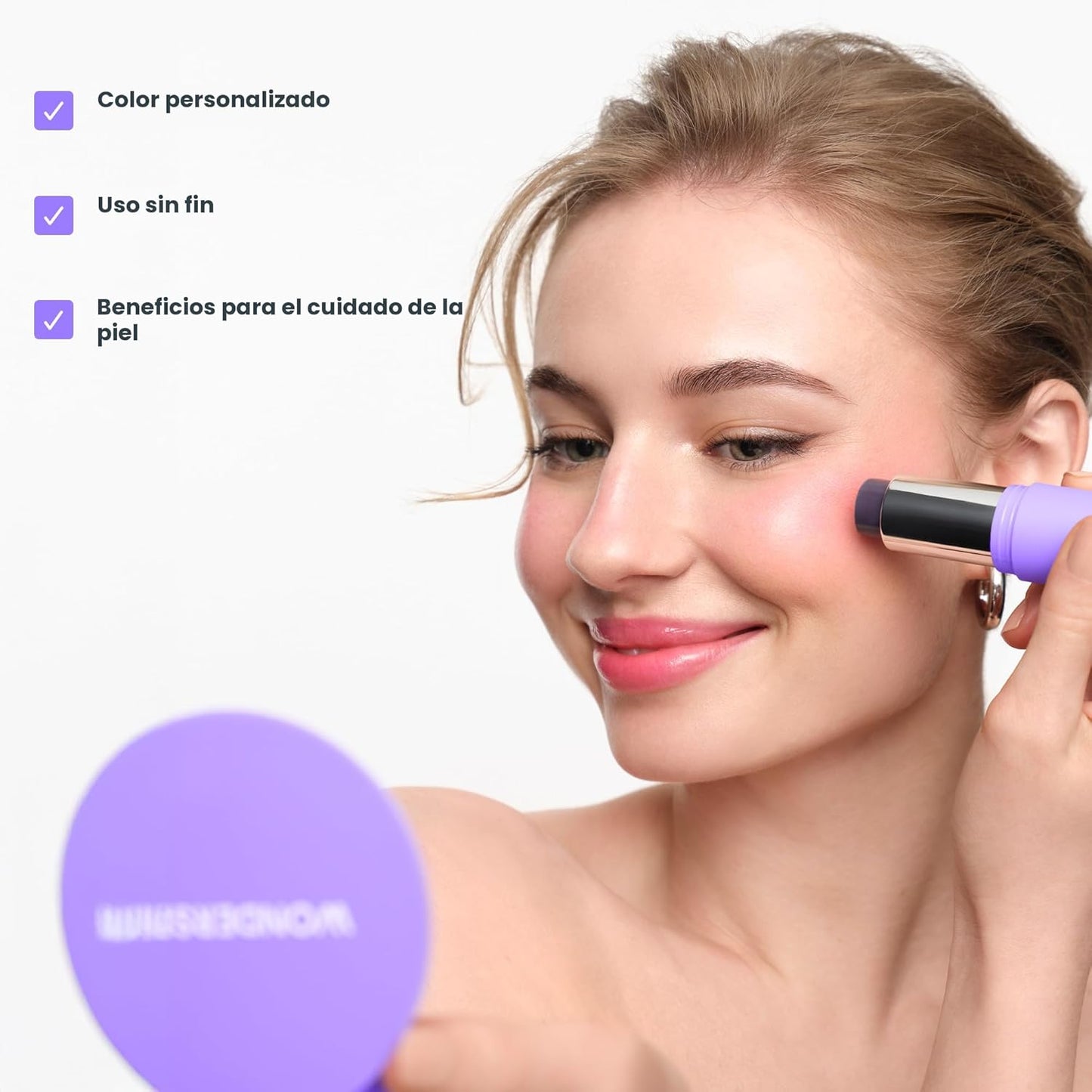 Wonderskin Colorete en barra pH-Activado - pHlush Barra multiusos, tinte cremoso para mejillas y labios, maquillaje nutritivo refrescante que ajusta el color