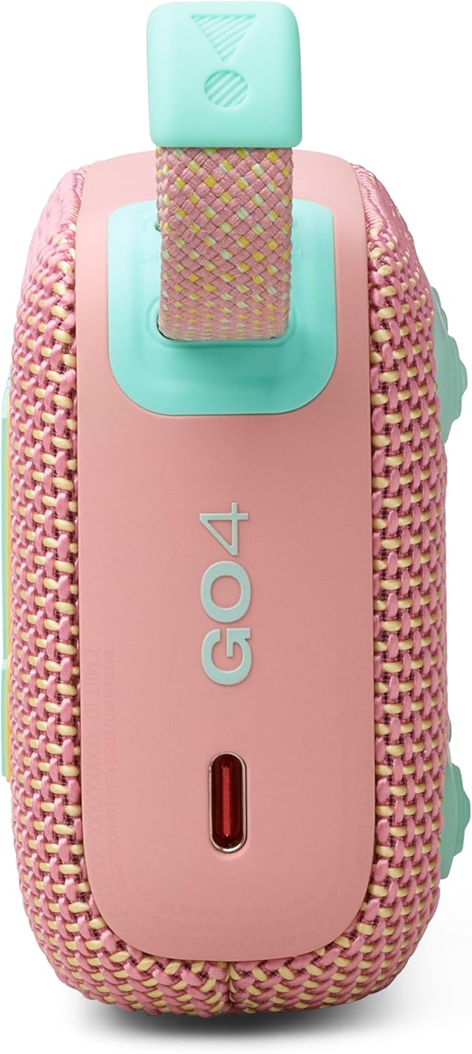 JBL GO 4 Bluetooth Speaker, USB-C Charging, IP67 Dustproof and Waterproof, App Compatible, Passive Radiator, Portable, Swatch Pink JBLGO4PINK