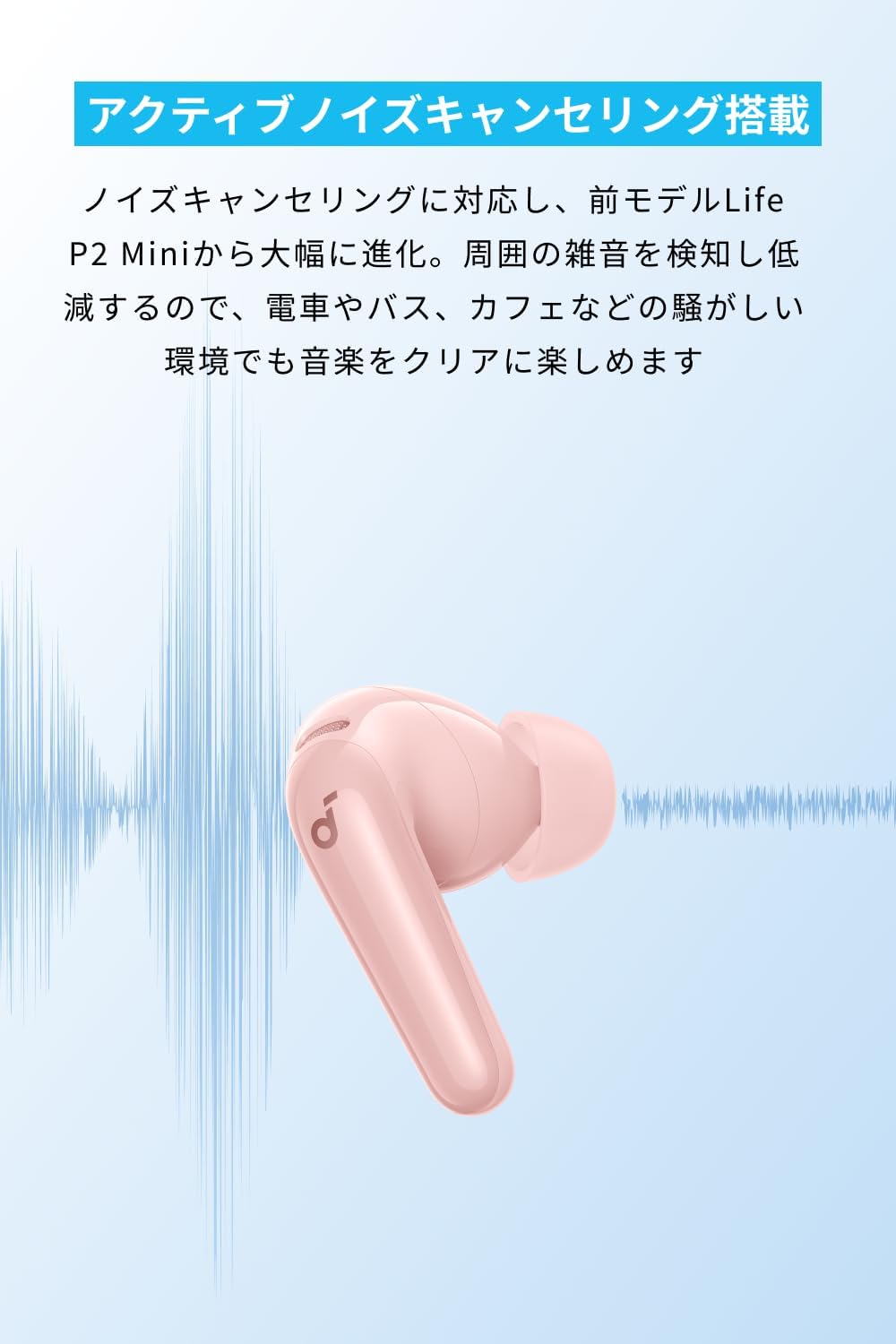 Anker Soundcore P31i (Bluetooth 6.1) 【Fully Wireless Earbuds/Active Noise Cancelling/Multi-Point Connection / Up to 50 Hours Playback / PSE Technical Standards Compliant】Pink
