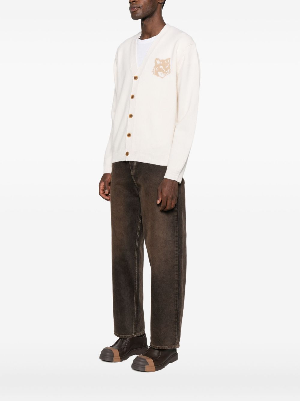 Maison Maison Kitsune' ウール V ネック カーディガン - Image 4