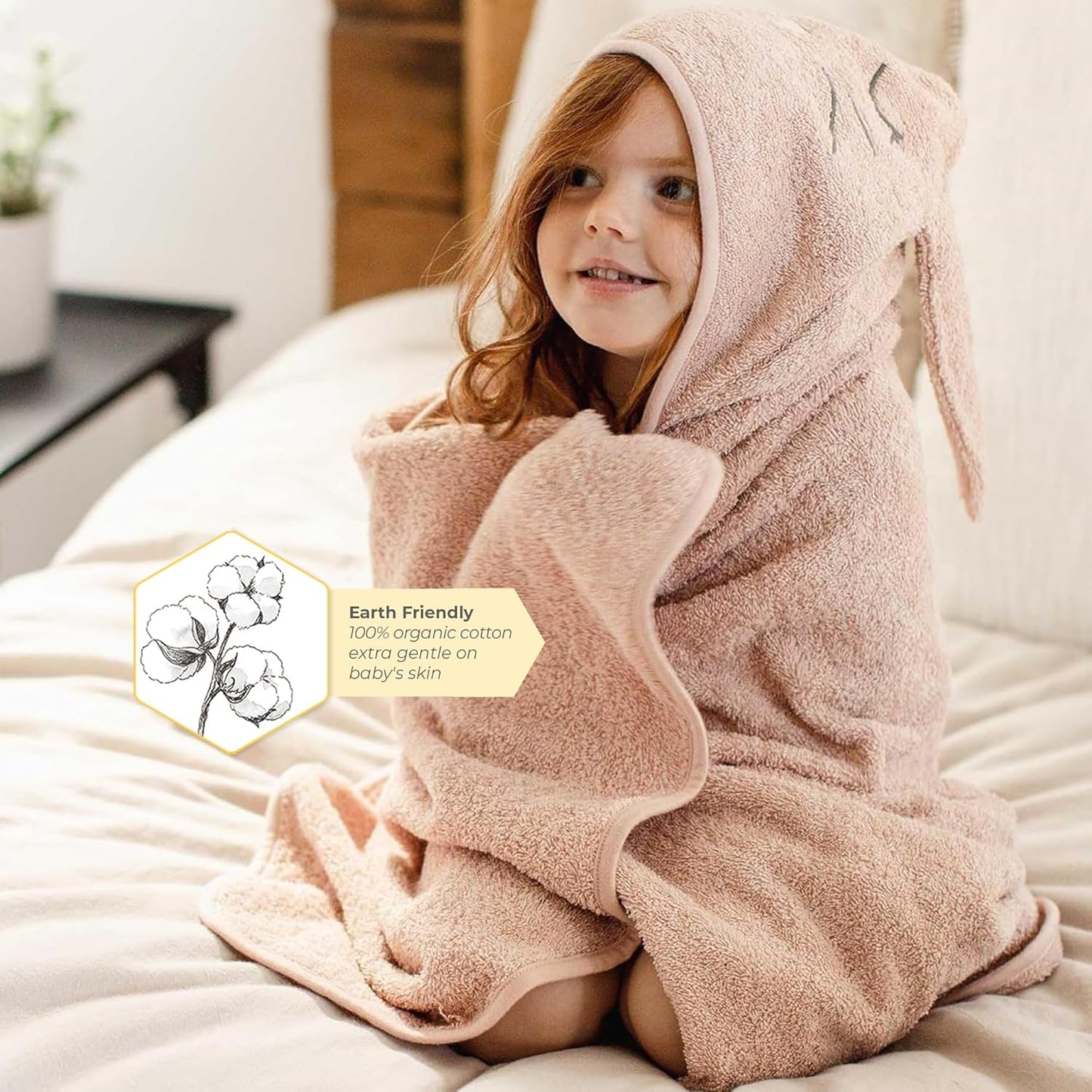Burt's Bees Baby Toallas de algodón orgánico con capucha para niños pequeños, artículos esenciales de baño unisex, toalla suave para guardería para niños