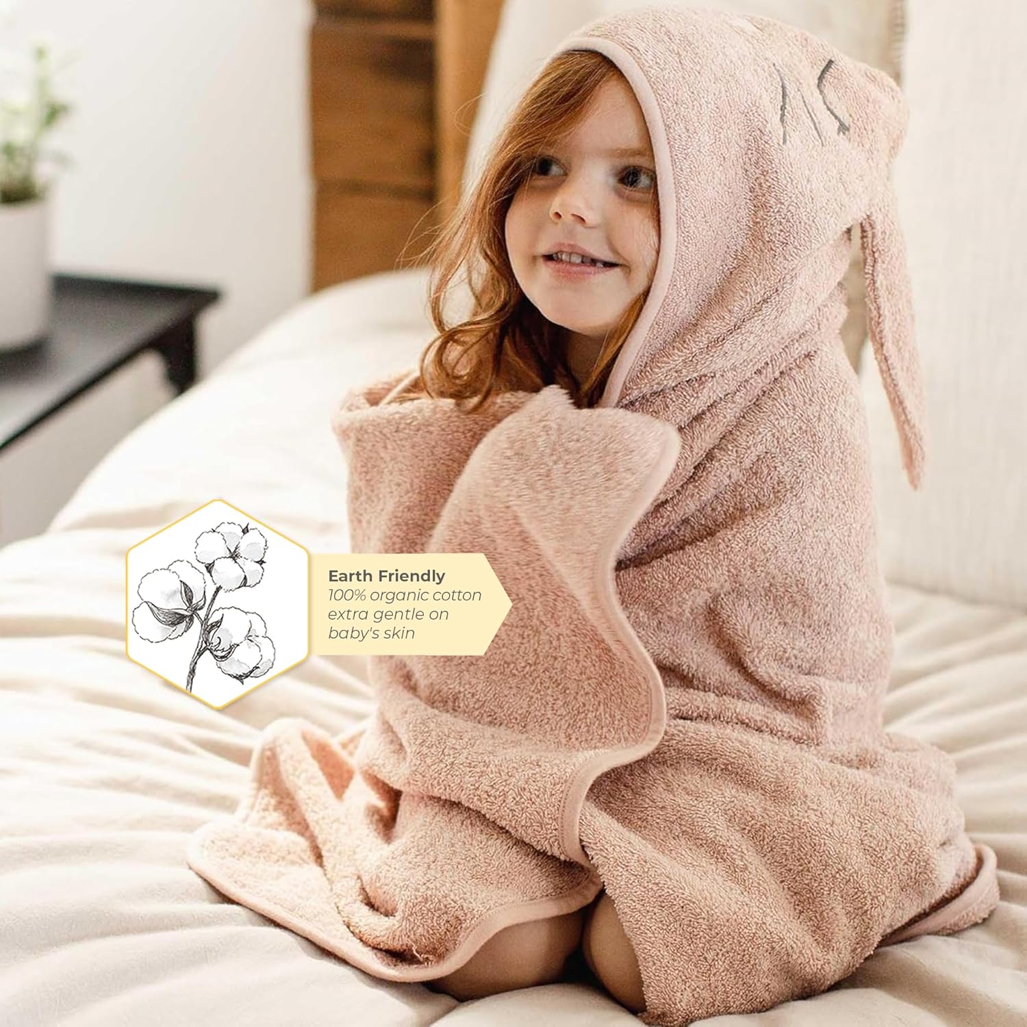 Burt's Bees Baby Toallas de algodón orgánico con capucha para niños pequeños, artículos esenciales de baño unisex, toalla suave para guardería para niños