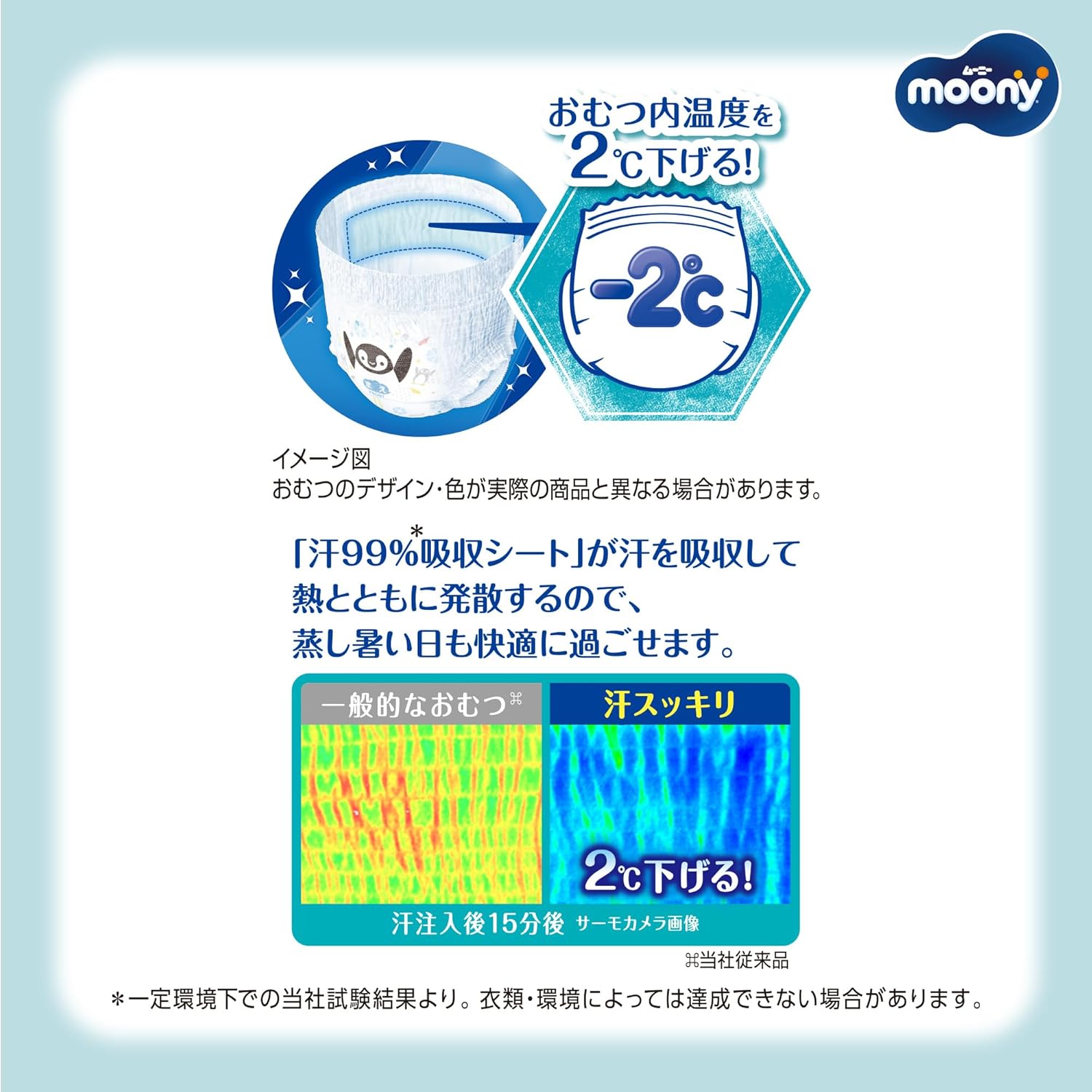【Minus 2 degrees Celsius inside temperature! 】Moonyman Sweat Absorbent Diapers, Ventilated Underwear (Large Size, Unisex, 19.8 - 30.9 lbs (9 - 14 kg)), 160 Sheets (40 Sheets x 4 Packs), Case Product