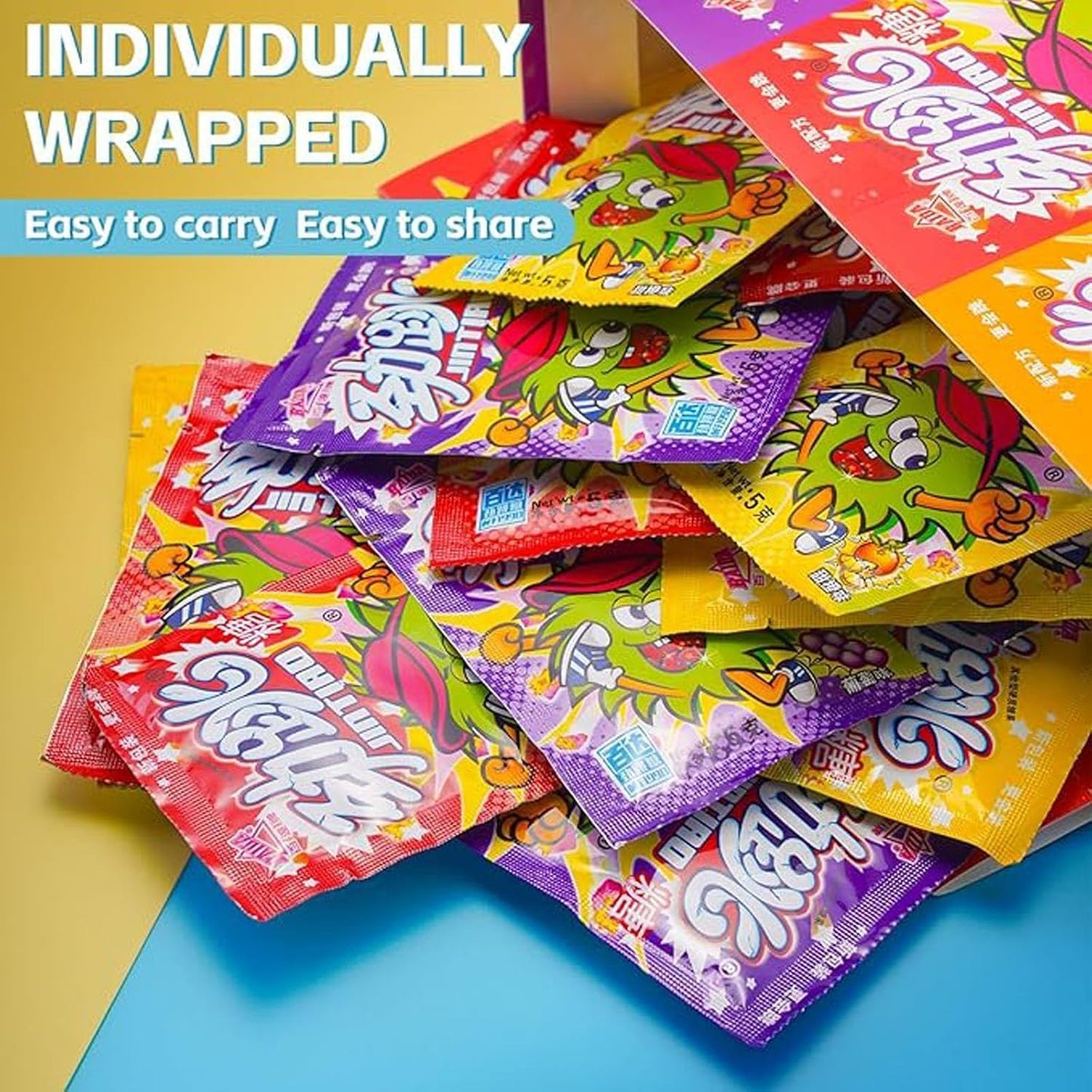 Popping Candy 3g*30 packs, 3 different flavor combinations (orange, strawberry, grape), invigorating popping experience, nostalgic childhood treats, individually packaged, easy to share, fun candy