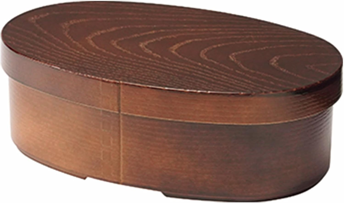 Kakusee Curved Wappa Style Bento Box, Oval Type, 16.9 fl oz (500 ml), Made in Japan, Dishwasher and Microwave Safe, Middle Lid, Rubber Band Included, Men's and Women's, Stylish, Lunch Box, Company