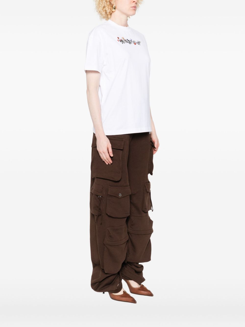 Off オフホワイトブックッシュフラワーズコットンTシャツ - Image 4
