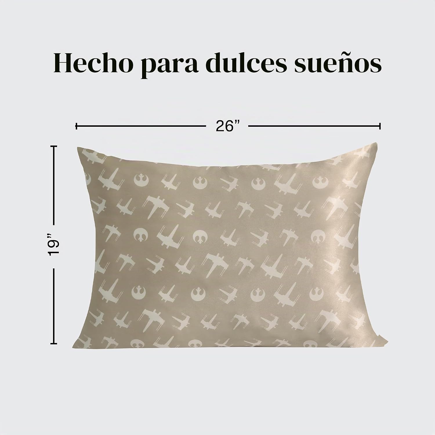 Kitsch x Star Wars Rebel Alliance - Funda de almohada de satén con cremallera para cabello y piel, más suave que las fundas de almohada de seda, funda de almohada de satén refrescante, fundas de almohada sin arrugas, tamaño estándar, 19 x 26 pulgadas