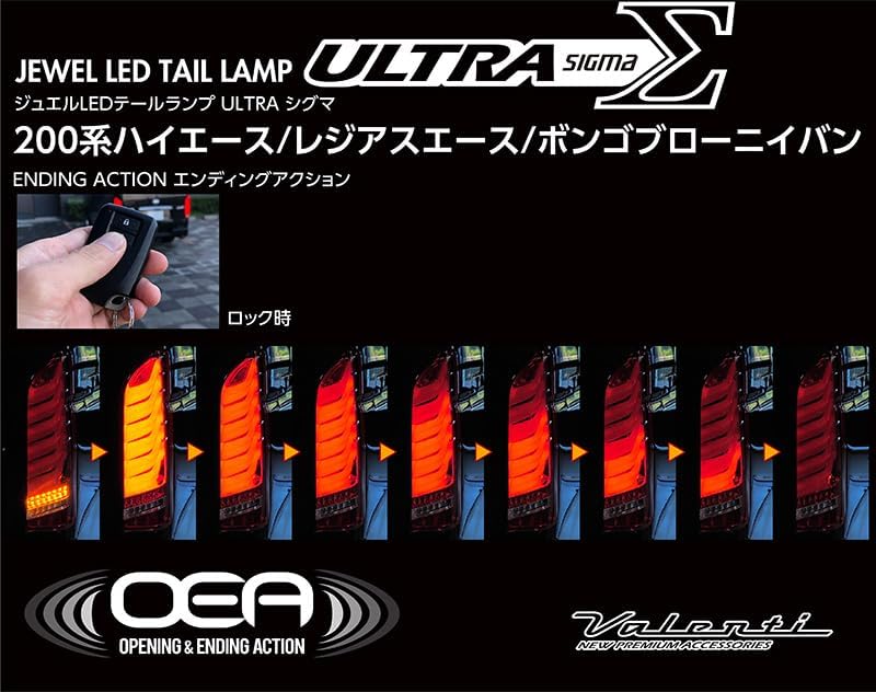VALENTI Hiace 200 Series Regius Ace ULTRA Sigma REVO4 1 Type 2 Type 3 Type 4 5 Type 7 Tail Lamp Red Lens Light Smoke Black Compatible with All Grade HIACE (Light Smoke)