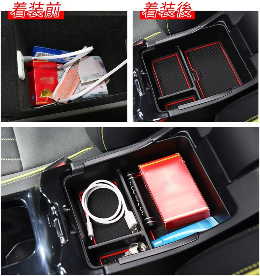 SMABEE Armrest Storage Box for Honda Vezel VEZEL 2021-2022 Center Console, ABS Tray, Interior Accessories, Storage Box, Anti-Slip (Red)