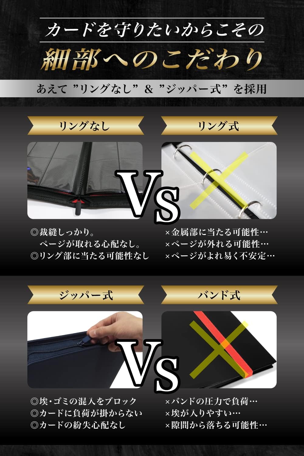 Card File, Supervised by Active Trading Card Clerks, Trading Card File Album, 9 Pockets, Holds 360 Sheets, Zipper, Large Capacity (Navy)