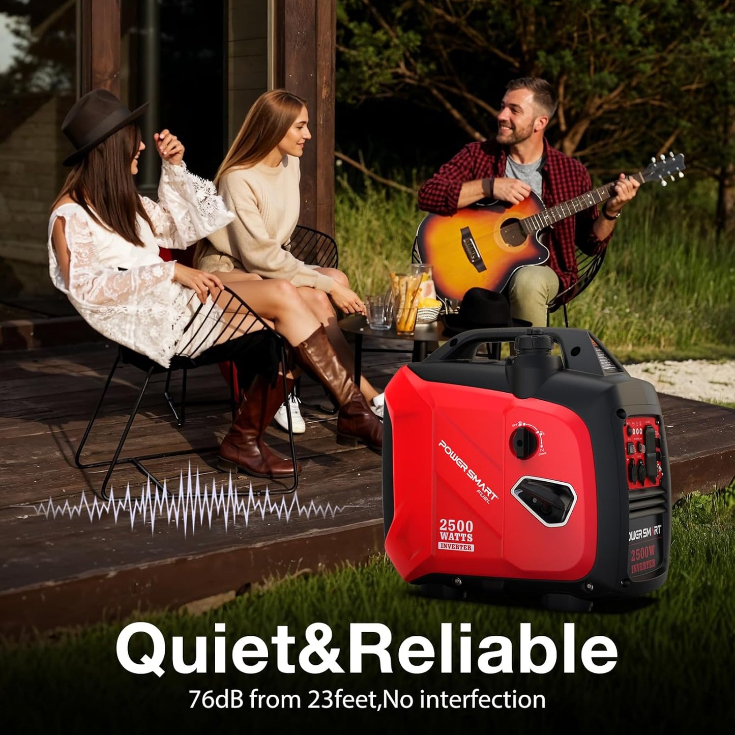 PowerSmart 2500 Watt Portable Gas Inverter Generator Ultra Quiet Camping Tailgate Home Emergency (PS5020W)