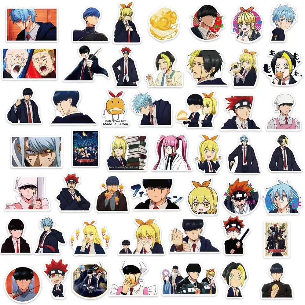 For Mushle Stickers, Set of 50, Cute Anime for Mushle Stickers, Suitcase Stickers, Stationery Stickers, Waterproof Decals, Cute, Stylish, Manga, DIY Stickers, Popular, Anime, Moe Goods, Gift
