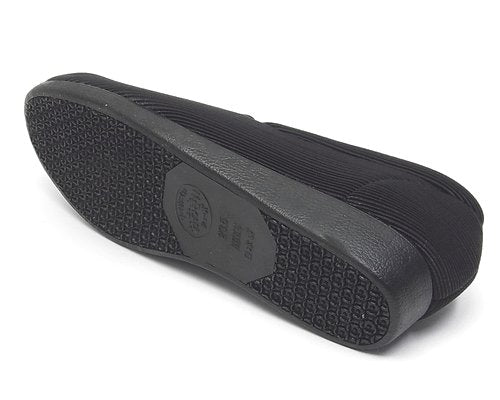 4E Loose Wide Stretch Slip-on Shoes, Made in Japan, Black