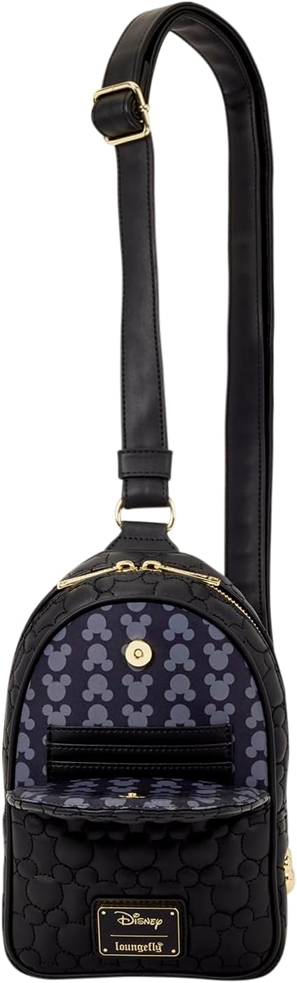 Loungefly Disney Mickey Mouse Sac à bandoulière convertible avec sangle jacquard réglable