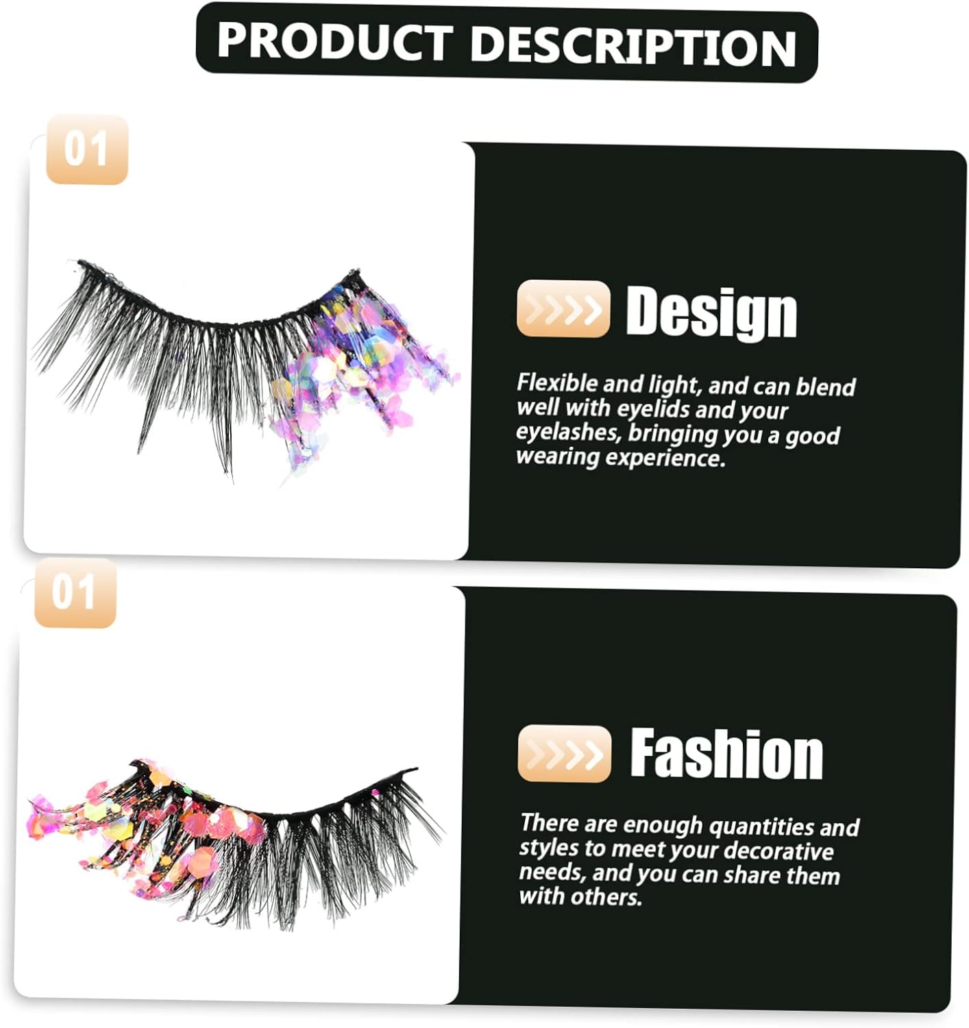 3 Pairs Fluorescent False Eyelashes Cosplay Eyelashes Lashes Costume Dramatic Eyelashes Fluffy Eyelashes False Eyelashes Natural Look Fiber