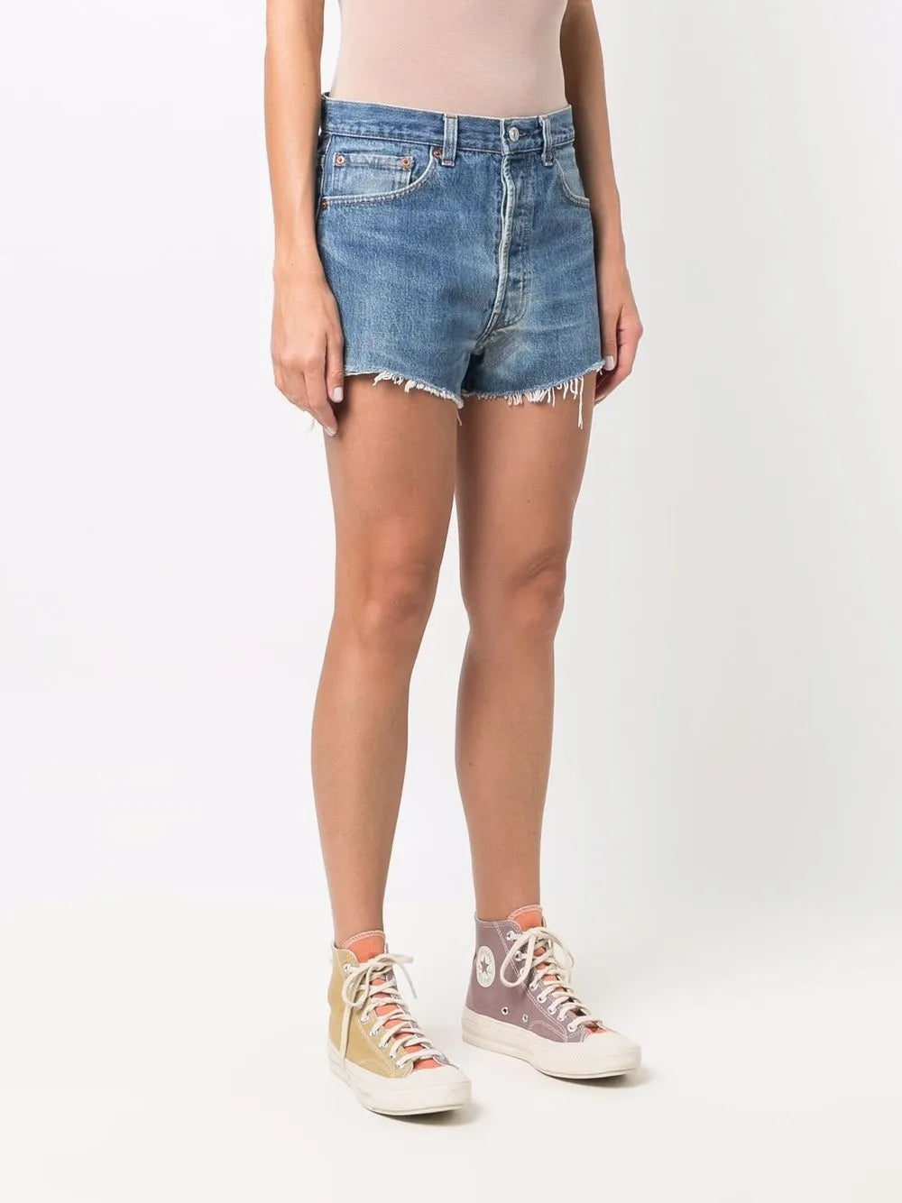 Re Re/Done Raw Cut Denim Shorts - Image 4