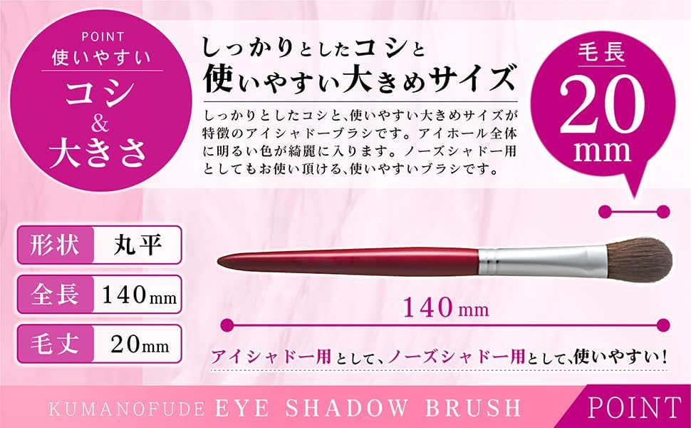 Hakuundo Kumano Brush, Nose Shadow Brush, Concealer Brush, Makeup Brush, Eye Makeup, Makeup Brush, Durable, Easy to Clean, Compact Round
