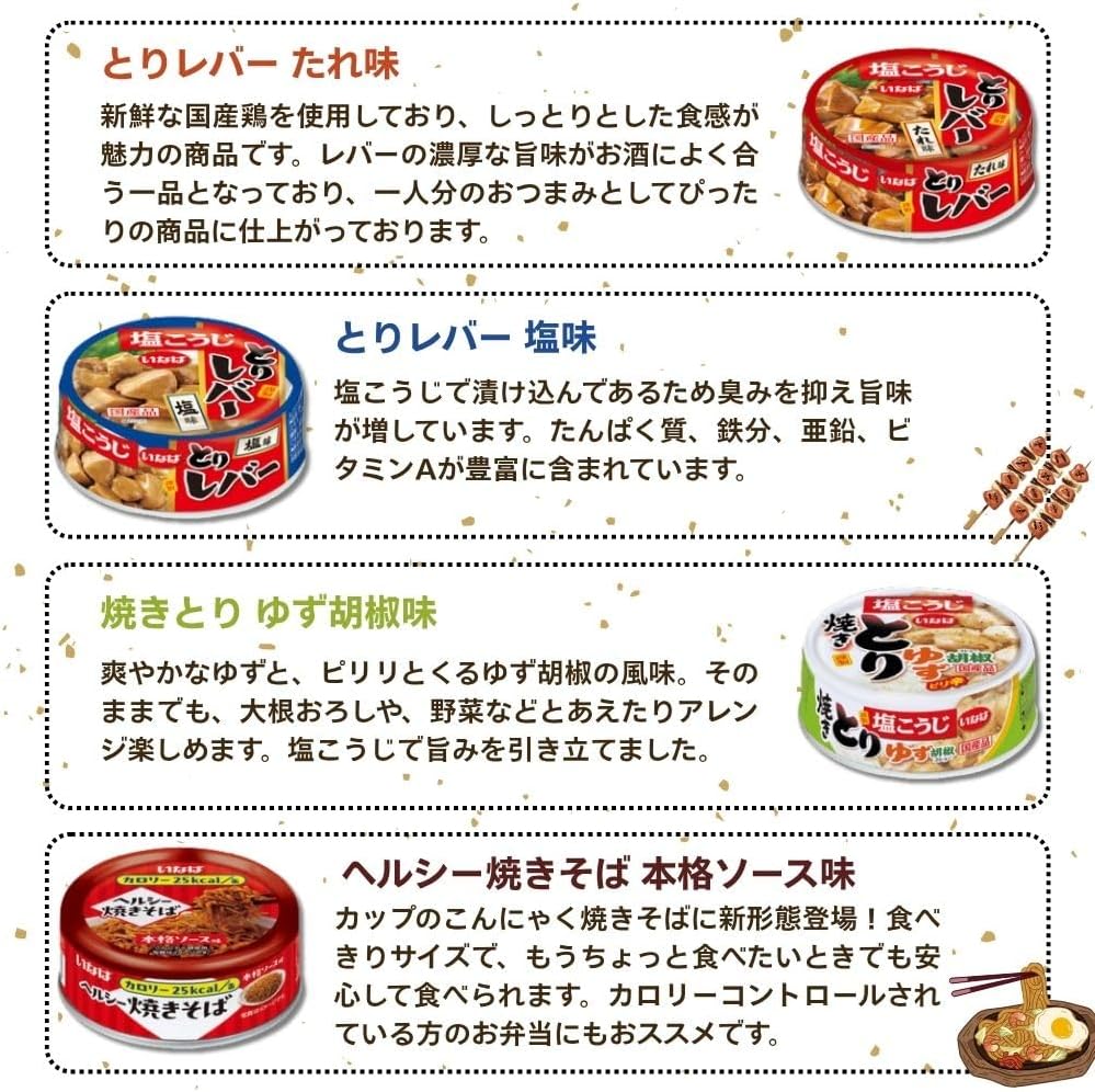 Canned Meat Assortment Set, 18 Varieties, Including Yakitori, Pork, Liver, Gizzard, Egg, Side Dish, Snack, Emergency Ration, and Teacup Full of Gratitude Furikake