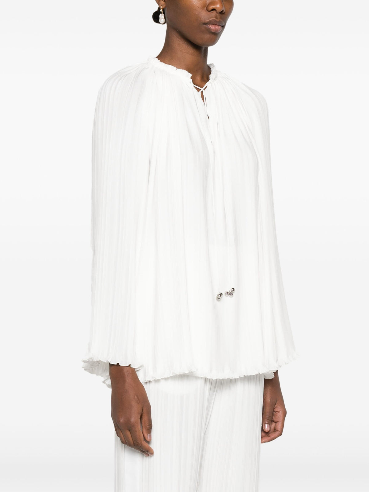 Lanvin ランバン長袖プリーツブラウス開いた首 - Image 4