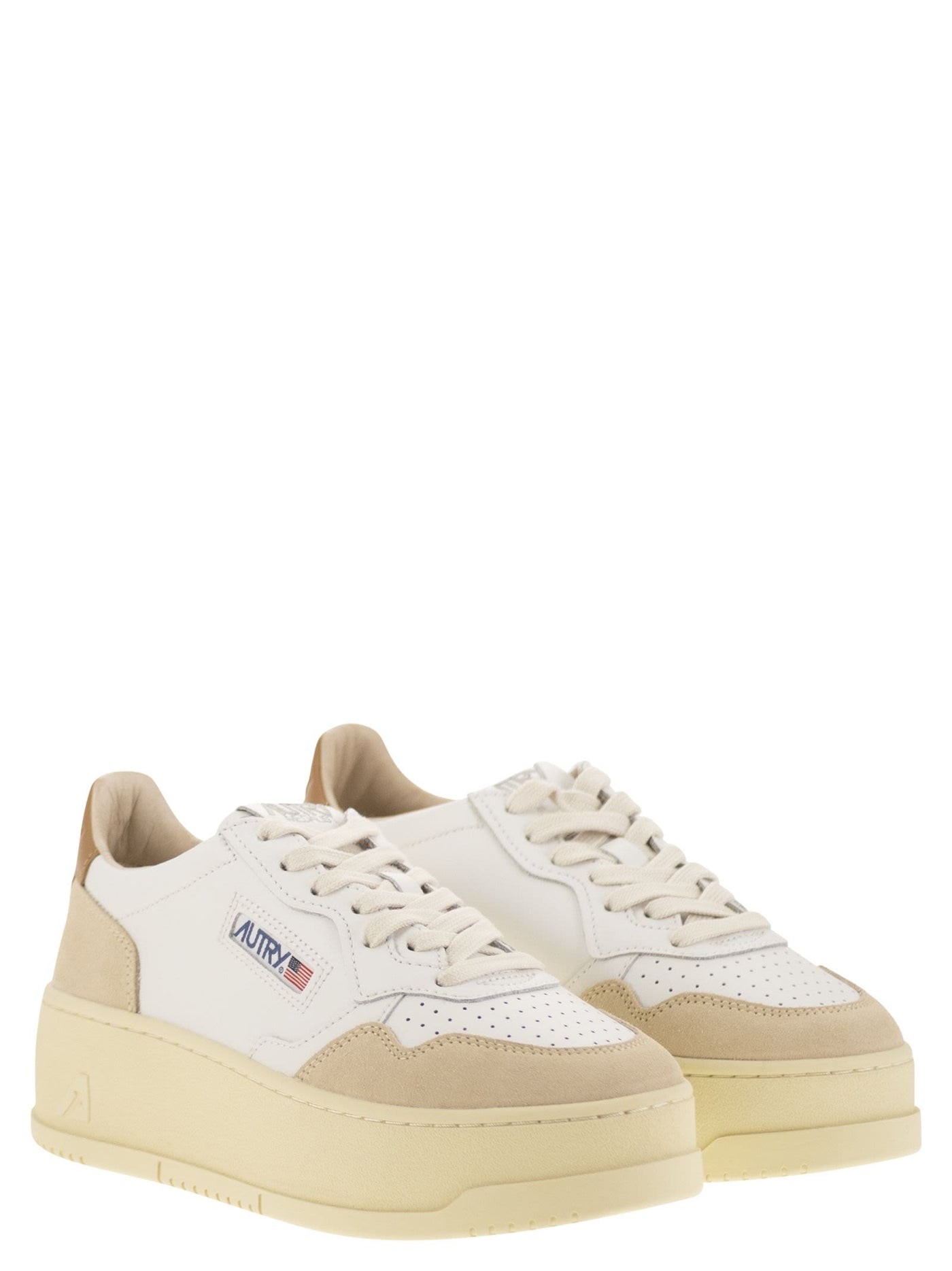 Autry Medalist Platform LeatherとSuede Trainers - Image 4