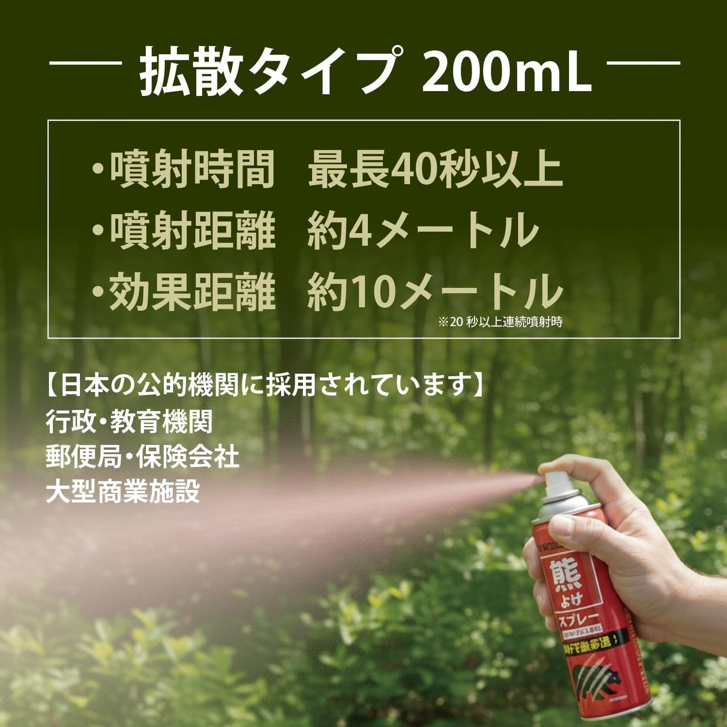 Bear Repellent Spray, 6.8 fl oz (200 ml), Diffused Type, Wide Spray, Large Capacity 6.8 fl oz (200 ml) Model), Capsaicin Blend, Mountain Climbing, Camping, Farming, Forestry Work, Mountain Vegetables
