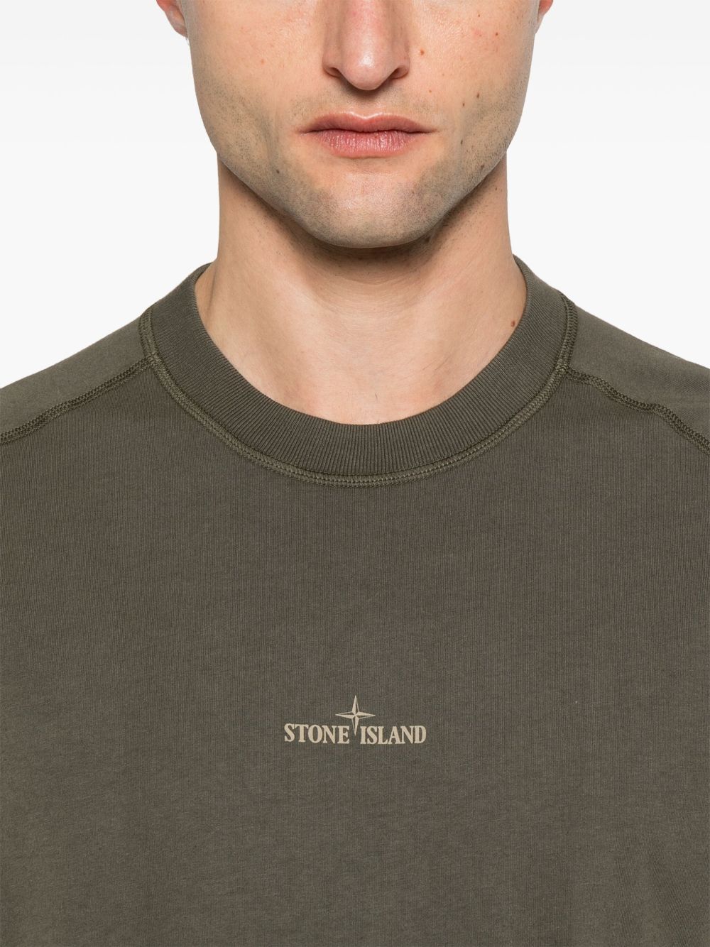 Stone Stone Island Logo Cotton T Shirt - Image 4