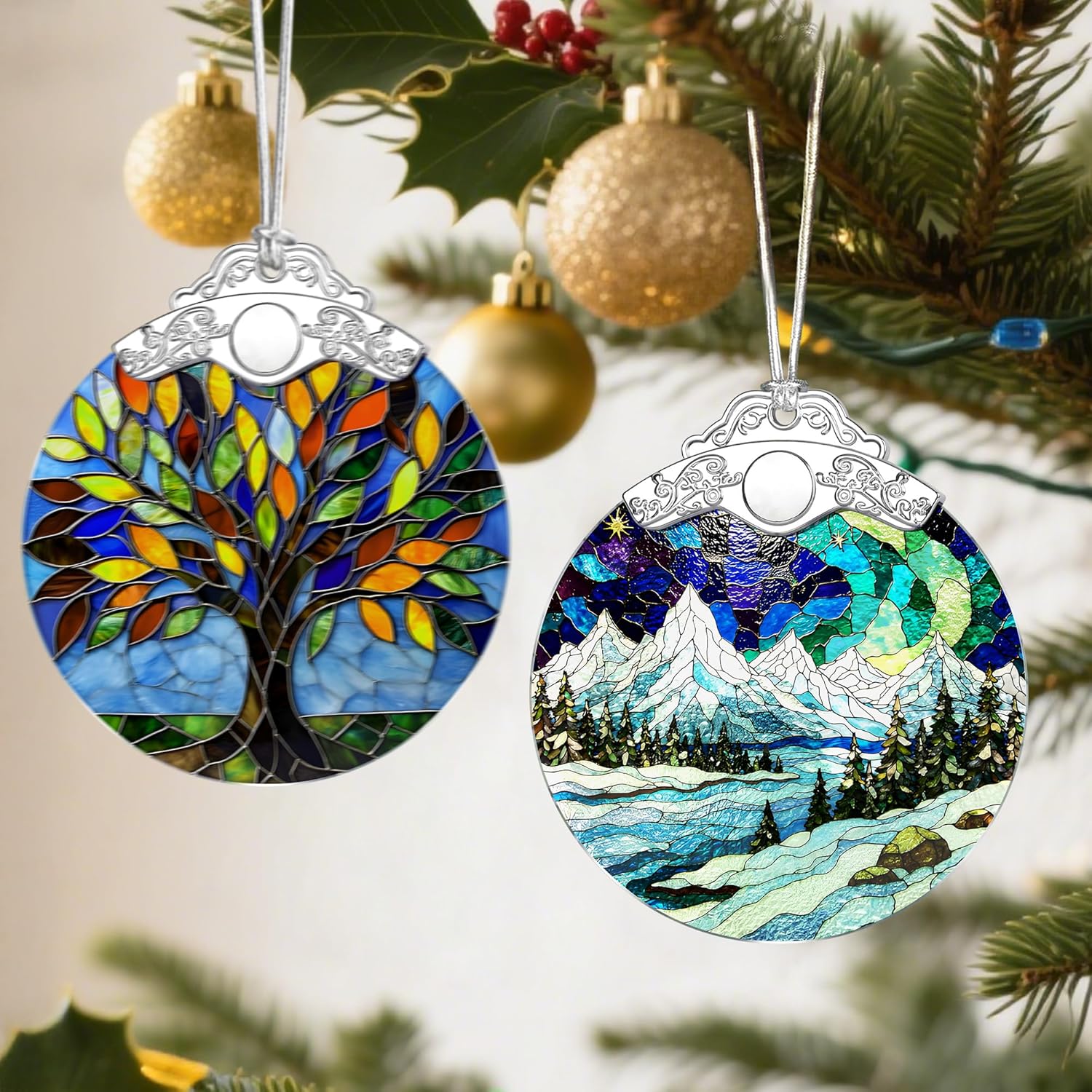 Adornos de Navidad de paisaje de montaña: adornos para árbol de Navidad, decoración navideña para alpinista, relleno de calcetines, ideas de regalo, regalos de Navidad y regalos para amantes de la