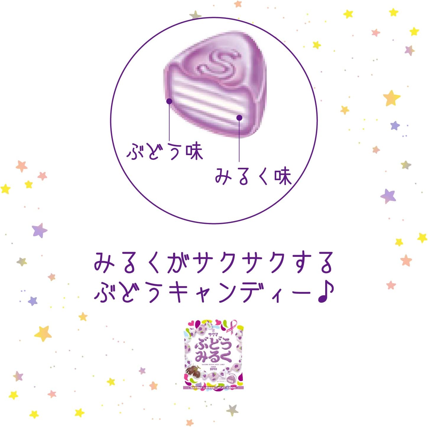 Strawberry Milk, Eating Comparison Set, 4 Types, Sakuma Confectionery, Strawberry, Rimon Koritto, Ringomiruku, Grape Milk, Candy, Candy, Candy and Giflow Product Management Stickers