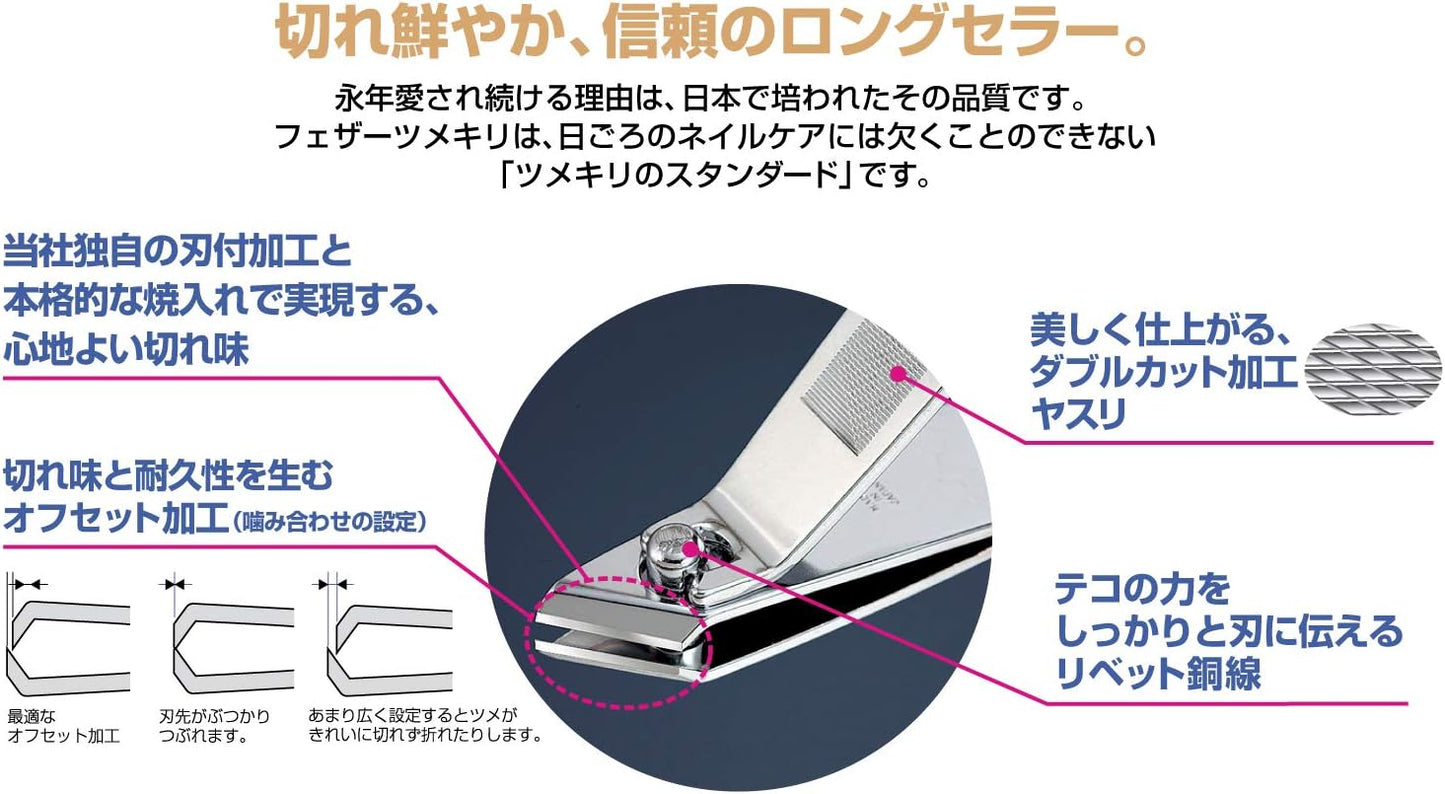 FEATHER Nail Clippers (For Feets), Made in Japan, Unisex, Color Options, 1 Piece (x1)