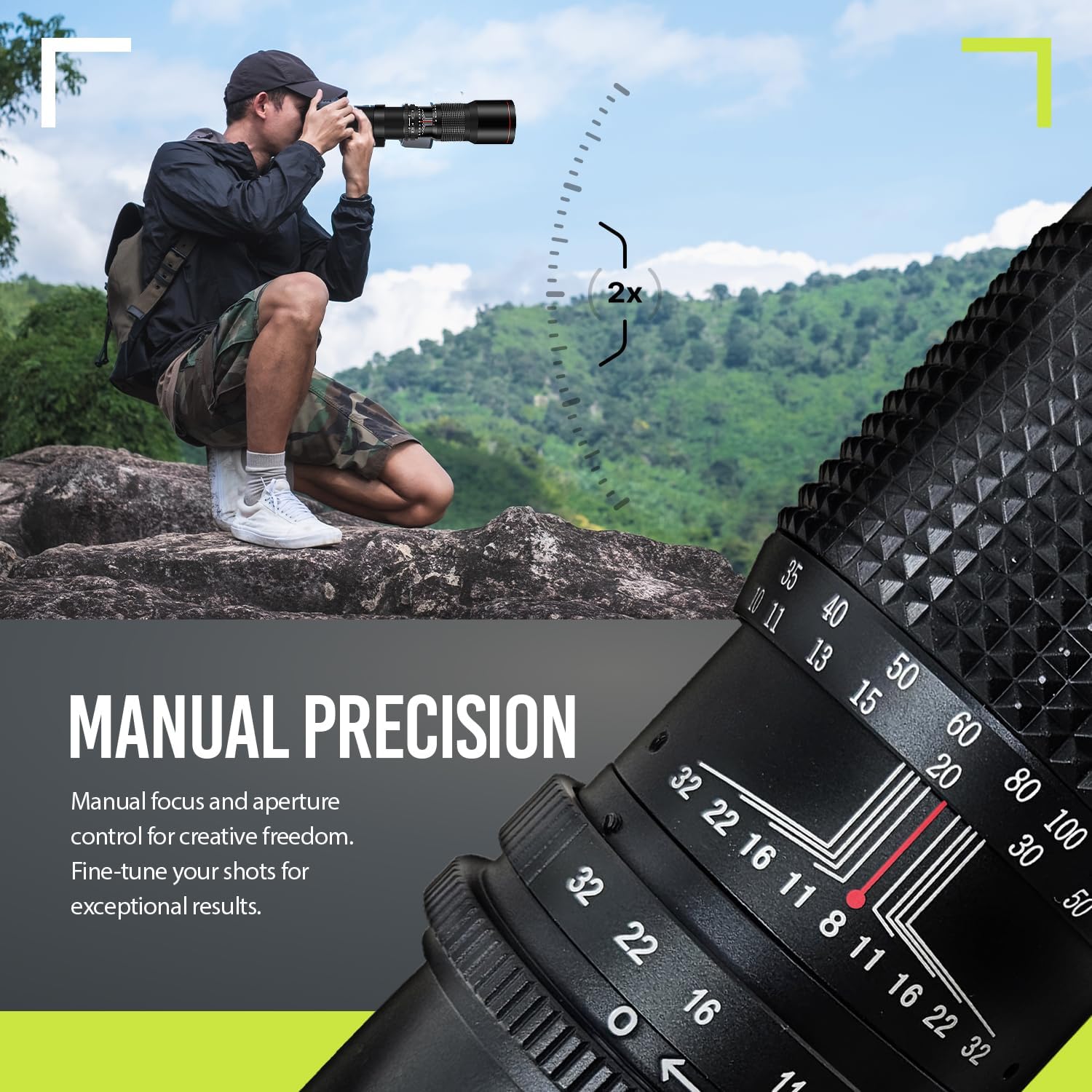 High Power 500mm f/8 Manual Telephoto Lens for Canon EOS R EOS R3 EOS R5 EOS R6 EOS R7 EOS R8 EOS R50 EOS R100 EOS RP Mirrorless Cameras