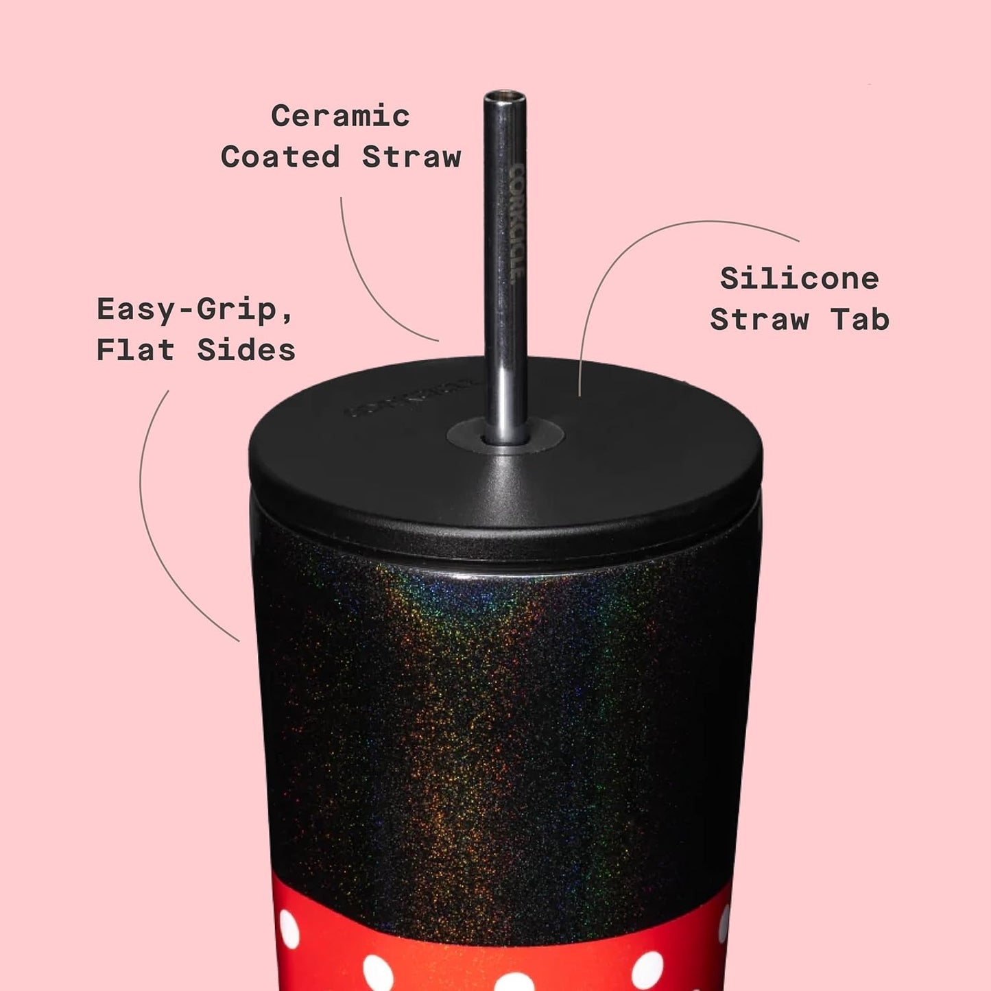 Corkcicle Vaso frío de Disney, mantiene las bebidas frías durante 12 horas, acero inoxidable con triple aislamiento, popote y tapa de rosca, regalo de verano, mantiene las bebidas frías - 24 onzas