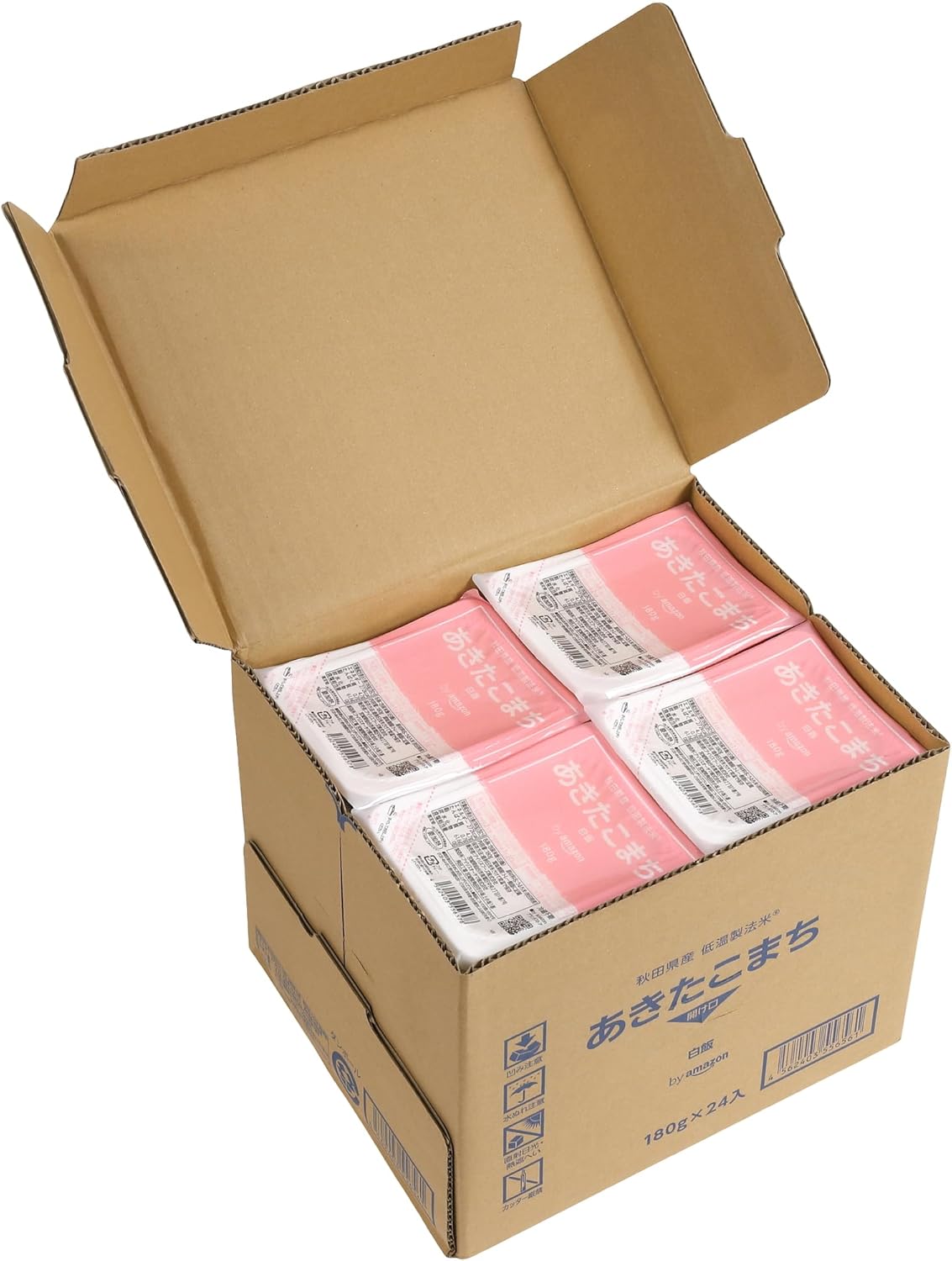 By Pack-Rice Akita Prefecture, Akitakomachi, 6.3 oz (180 g) x 24 Pieces, 100% Domestic Rice, Low Temperature Rice