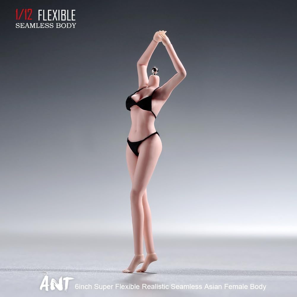 1/12 scale female body, 6.inch ultra flexible 22 joints seamless female body micro beauty three-dimensional action doll, removable foot model, suitable for hobby collection (white skin)