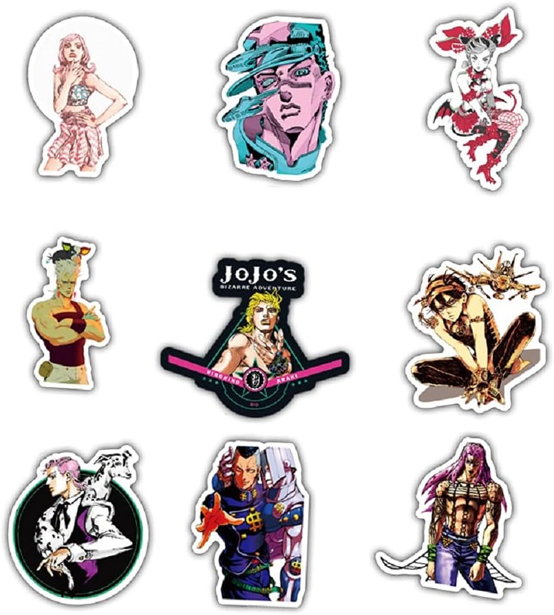 JoJo's Bizarre Adventure 50 Pcs Waterproof Stickers Cute Goods Waterproof Stickers PVC Cartoon Cute Guitar Notebook Skateboard Laptop Car